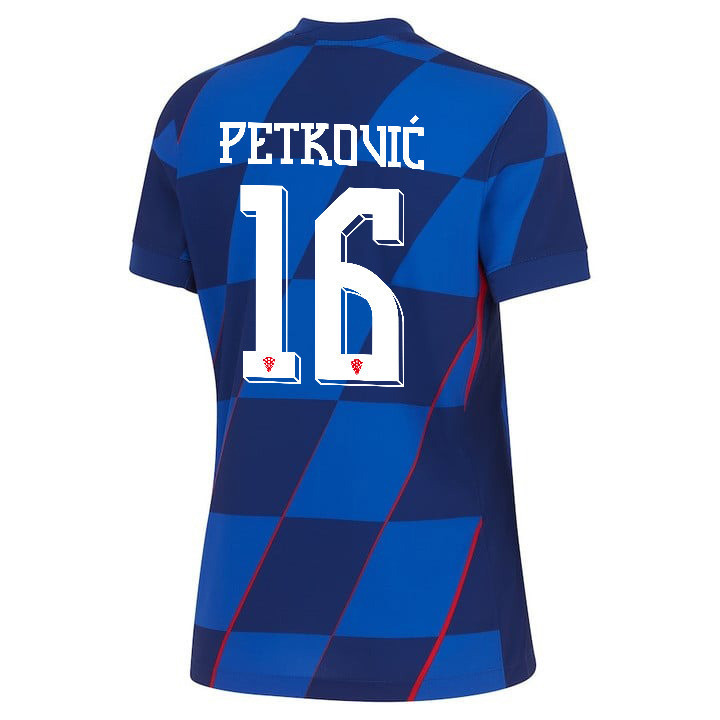Bruno Petković 16 Croatia National Team 2024 Away WOMEN Jersey - Blue