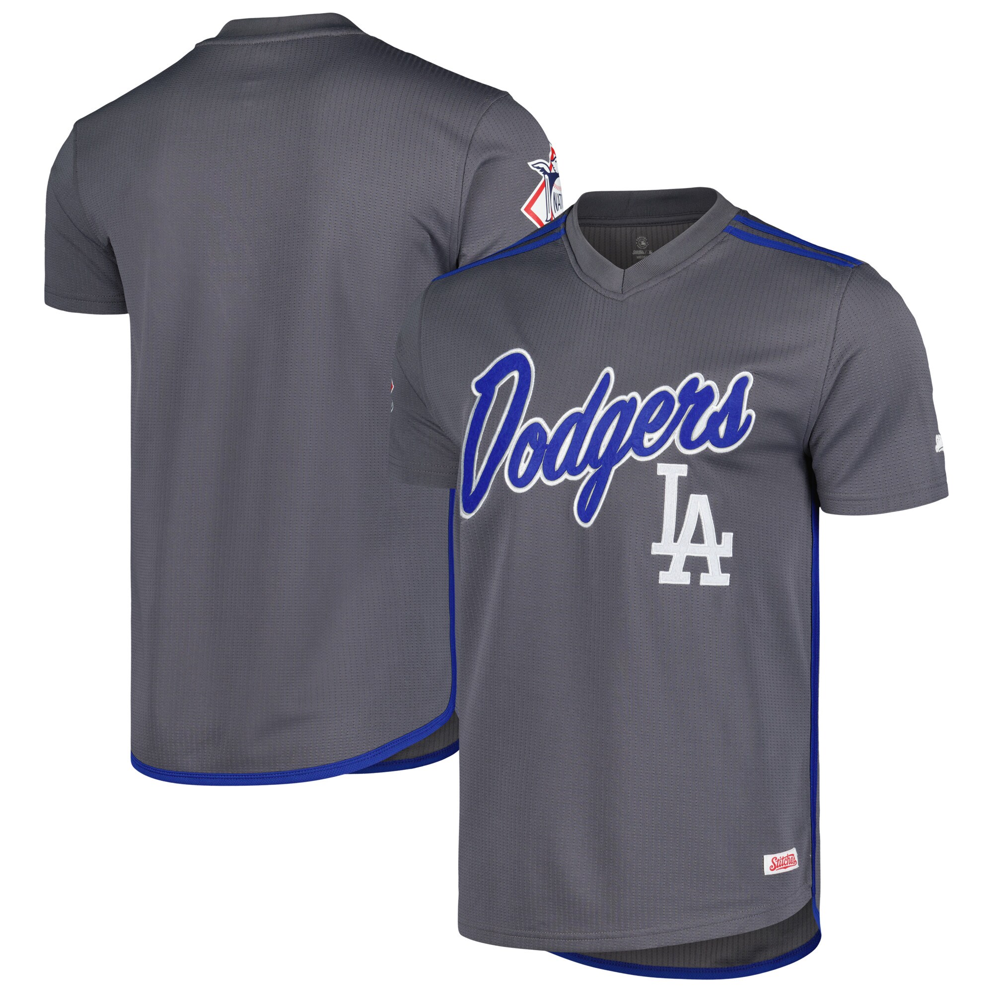 Los Angeles Dodgers Stitches  Team V-Neck Jersey - Charcoal
