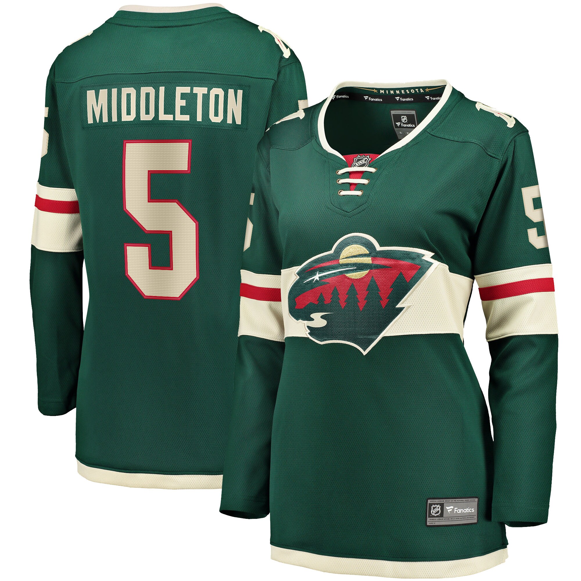 Jake Middleton Minnesota Wild Fanatics Women's Home Breakaway Player Jersey - Green