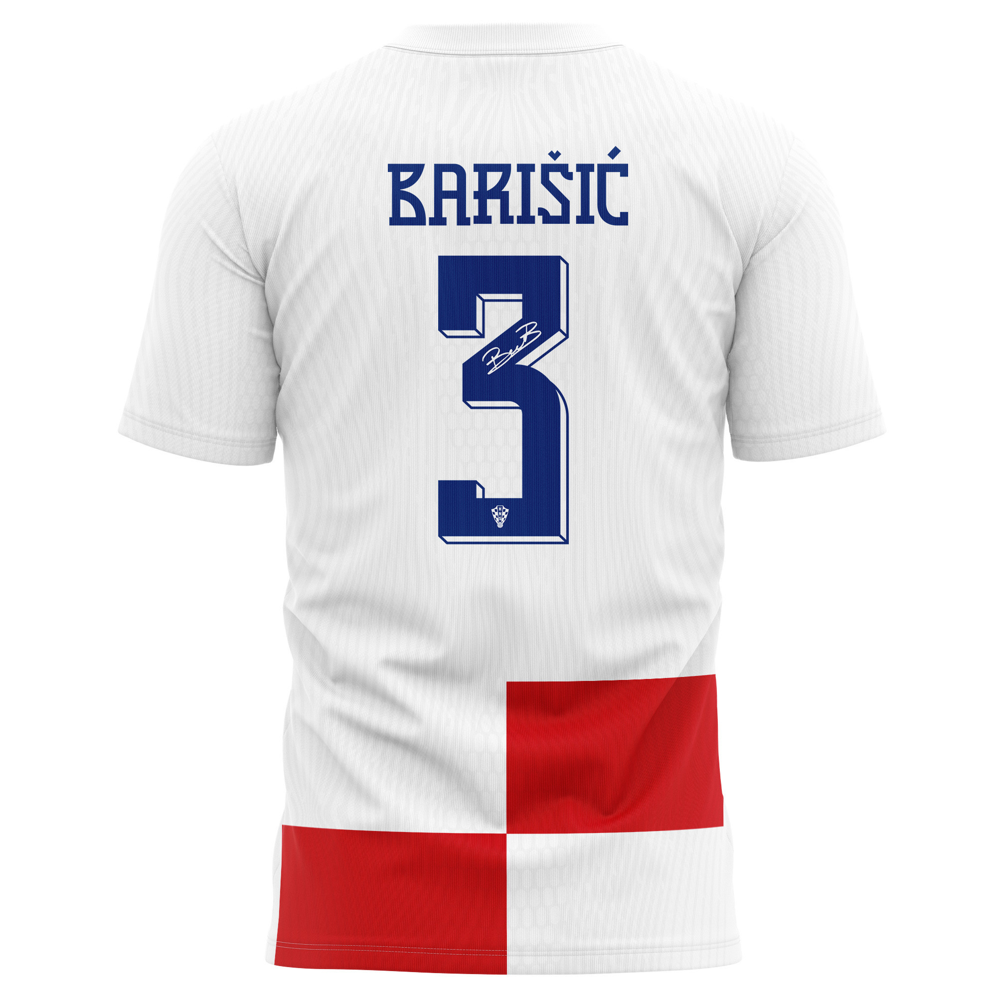 Borna Barišić 3 Signed Croatia National Team 2024/25 Home Kits AOP T-shirt Autographed - White