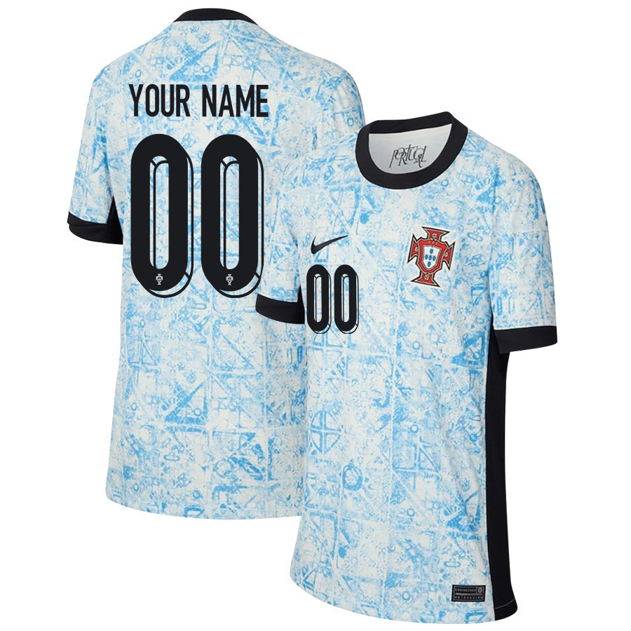 Portugal National Team 2024/25 Away YOUTH Custom Jersey - Cream/Blue