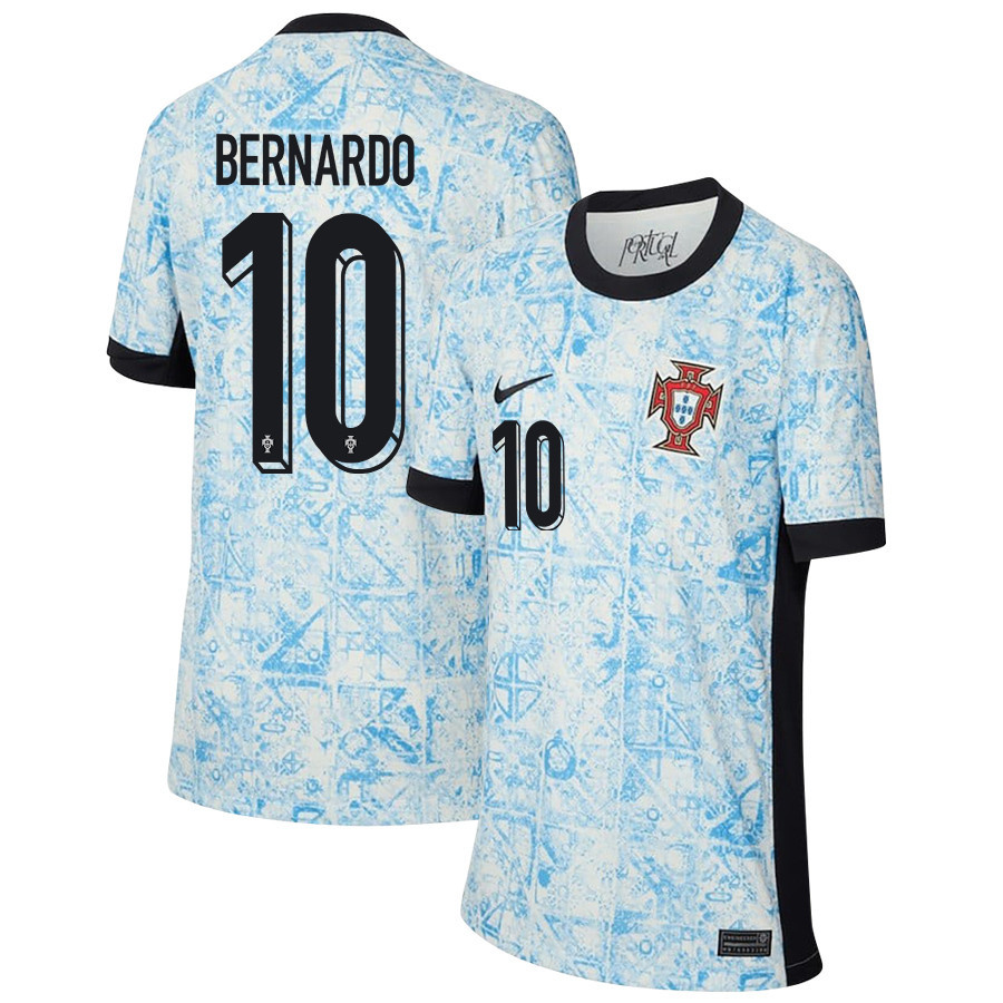 Bernardo Silva 10 Portugal National Team 2024/25 Away YOUTH Jersey - Cream/Blue