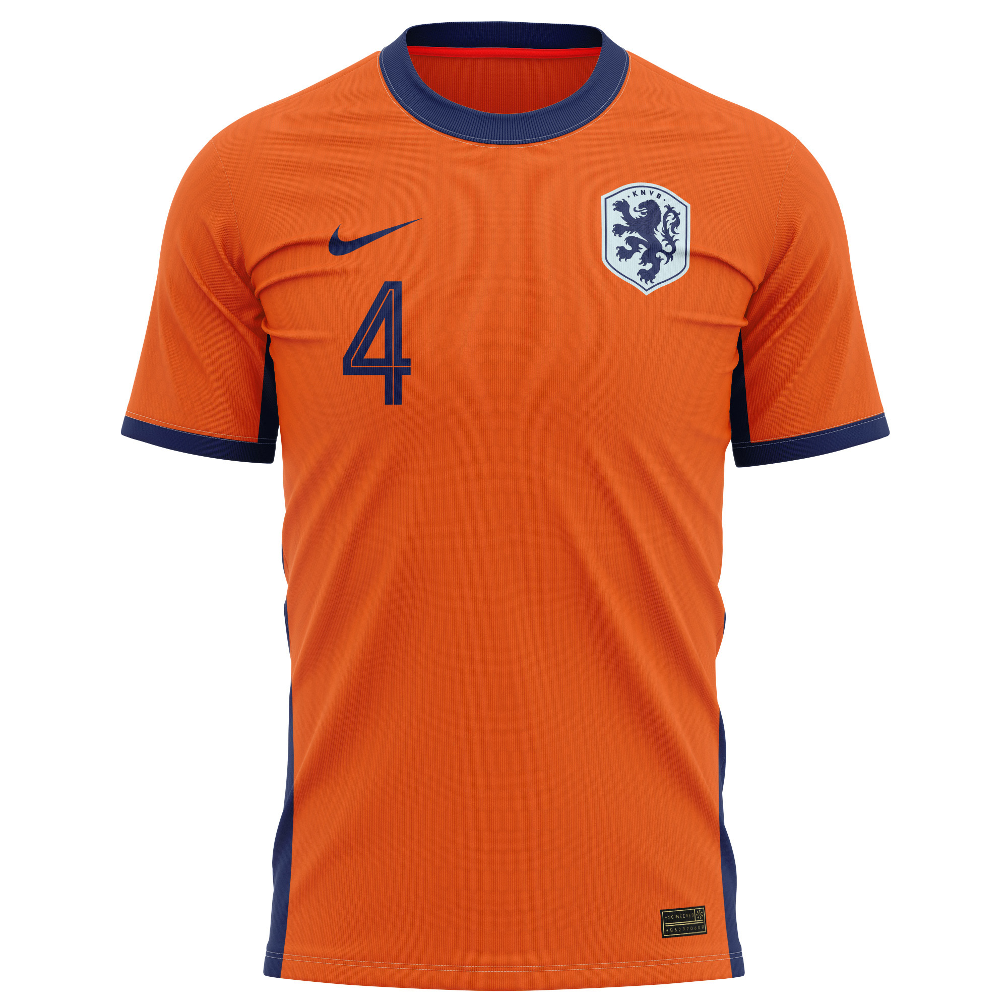 Virgil van Dijk 4 Netherlands National Team 2024 Home Kits AOP T-shirt - Orange