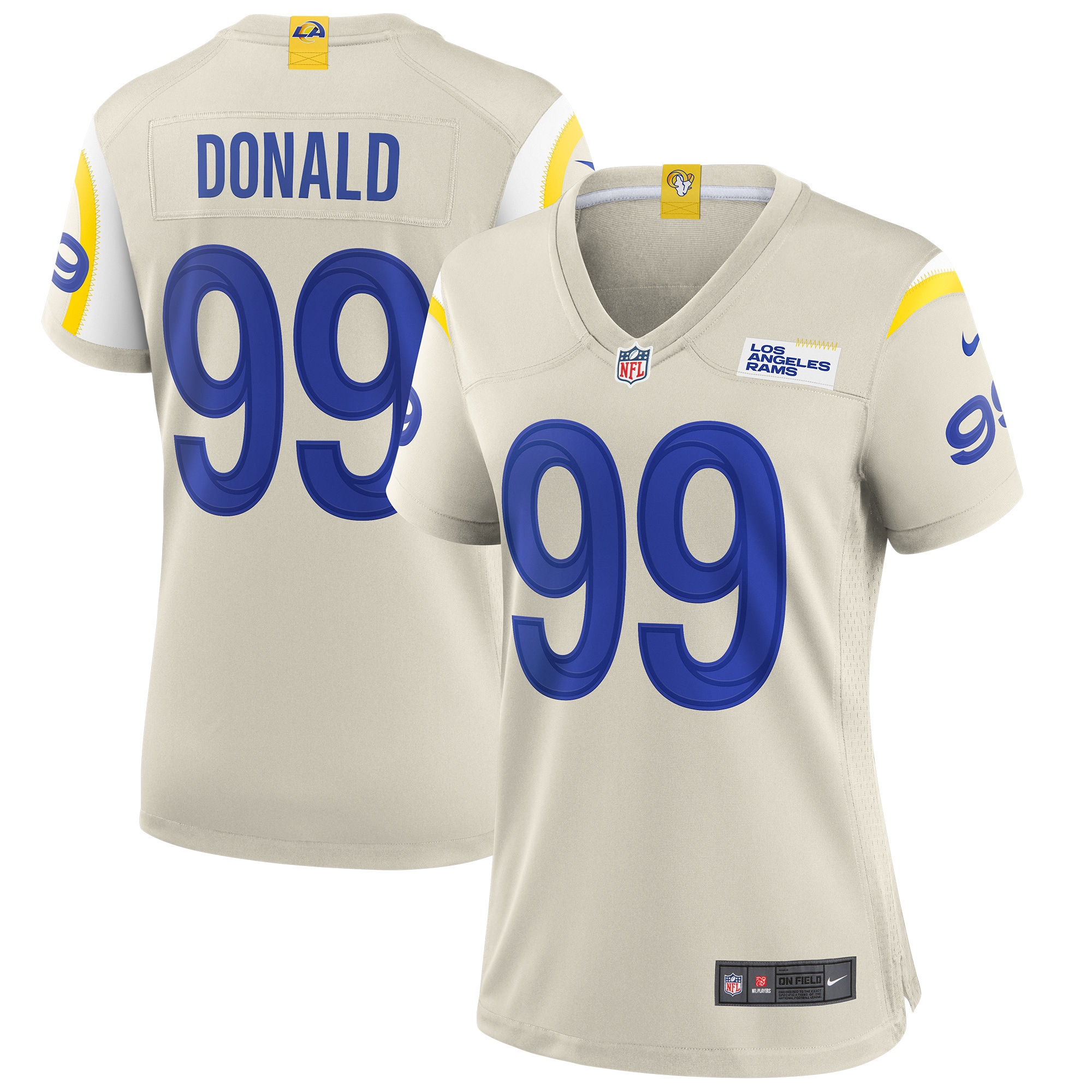 Aaron Donald Los Angeles Rams  Women's Player Jersey - Cream