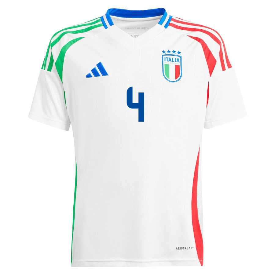 Alessandro Buongiorno 4 Italy National Team 2024/25 Away YOUTH Jersey - White