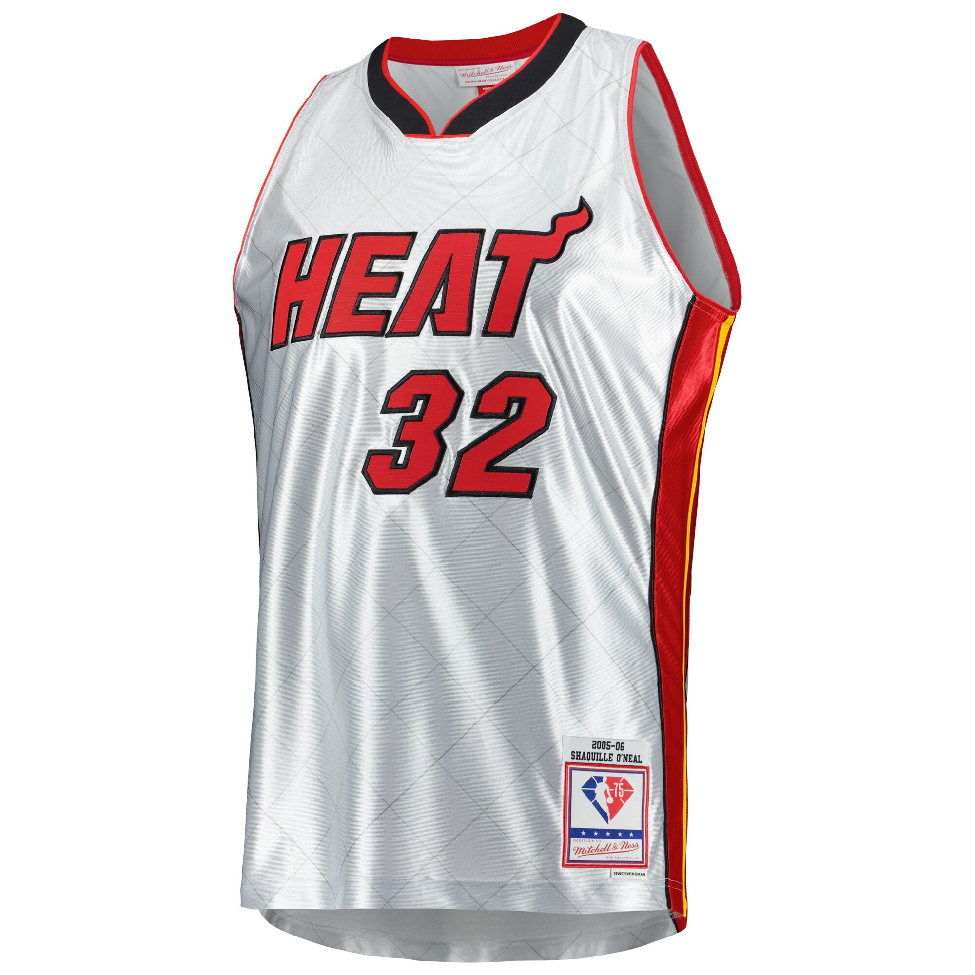 Shaquille O'Neal Miami Heat Mitchell & Ness 2005\/06 Hardwood Classics 75th Anniversary Swingman Jersey - Platinum