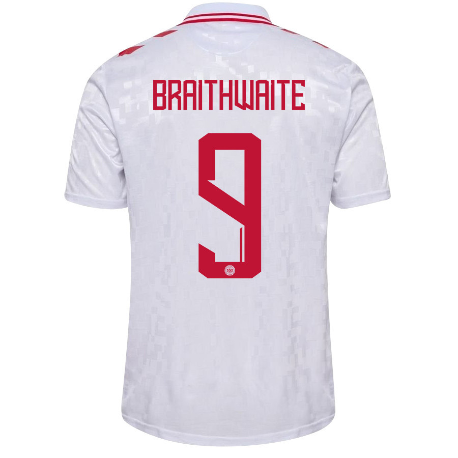 Martin Braithwaite 9 Denmark National Team 2024/25 Away Men Jersey - White