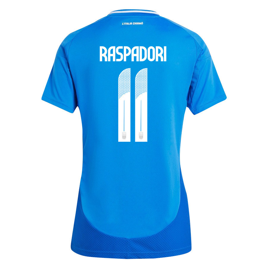 Giacomo Raspadori 11 Italy National Team 2024/25 Home Women Jersey - Blue