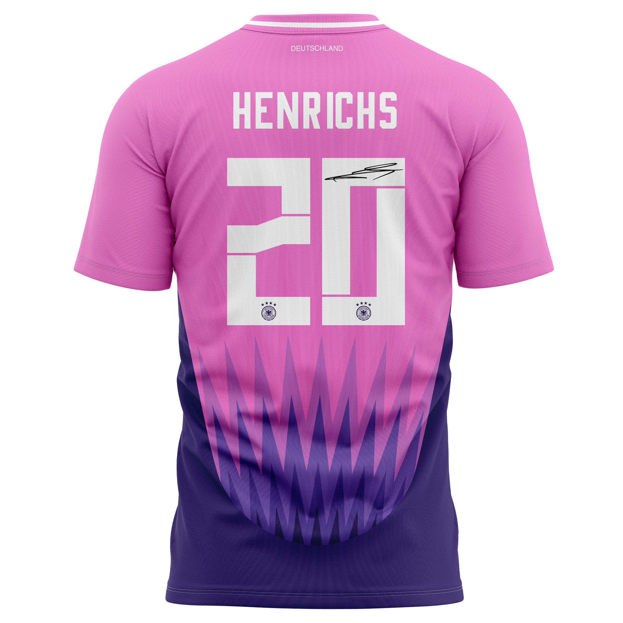 Benjamin Henrichs 20 Signed Germany National Team 2024 Away Kits AOP T-shirt Autographed- Purple
