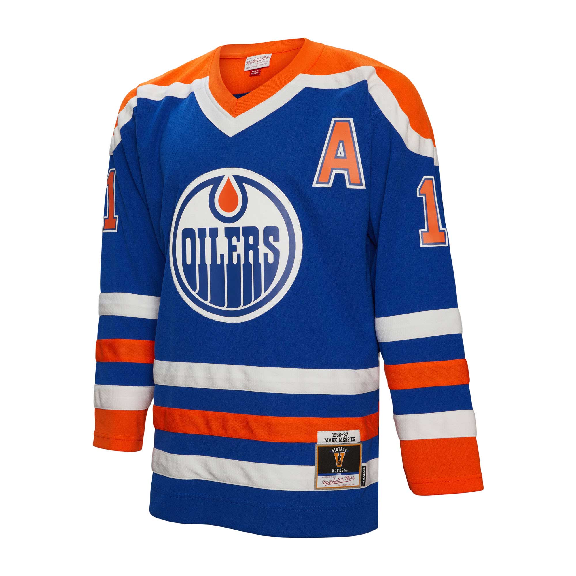 Mark Messier Edmonton Oilers Mitchell & Ness Alternate Captain Patch 1986\/87 Blue Line Player Jersey - Royal