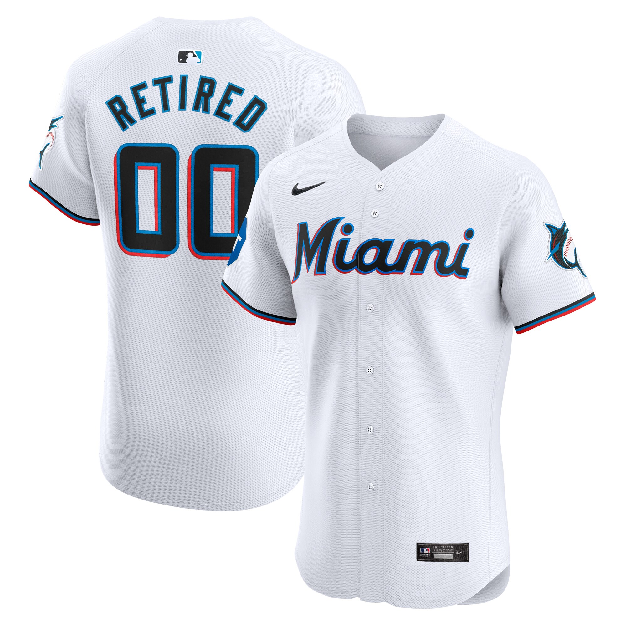 Miami Marlins  Home Elite Pick-A-Player Retired Roster Patch Jersey - White