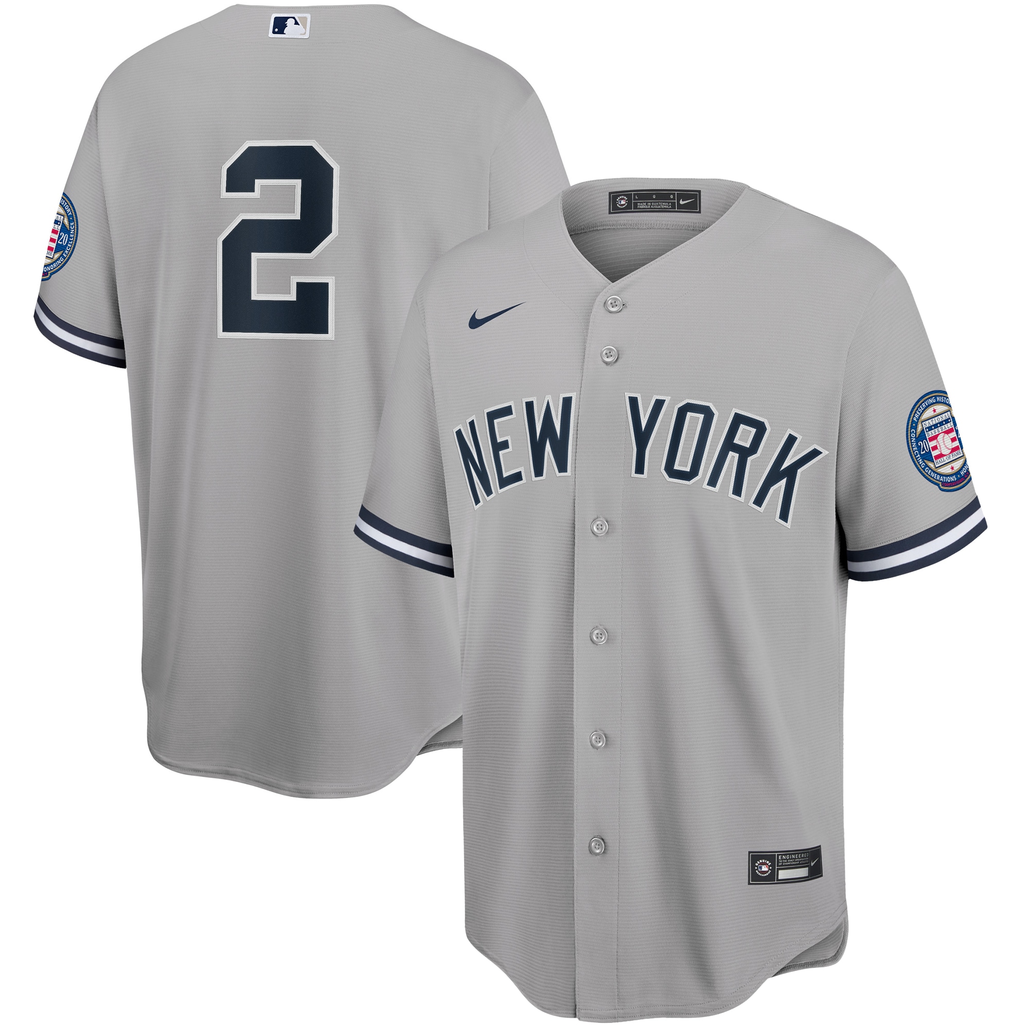 Derek Jeter New York Yankees  2020 Hall of Fame Induction Replica Jersey - Gray