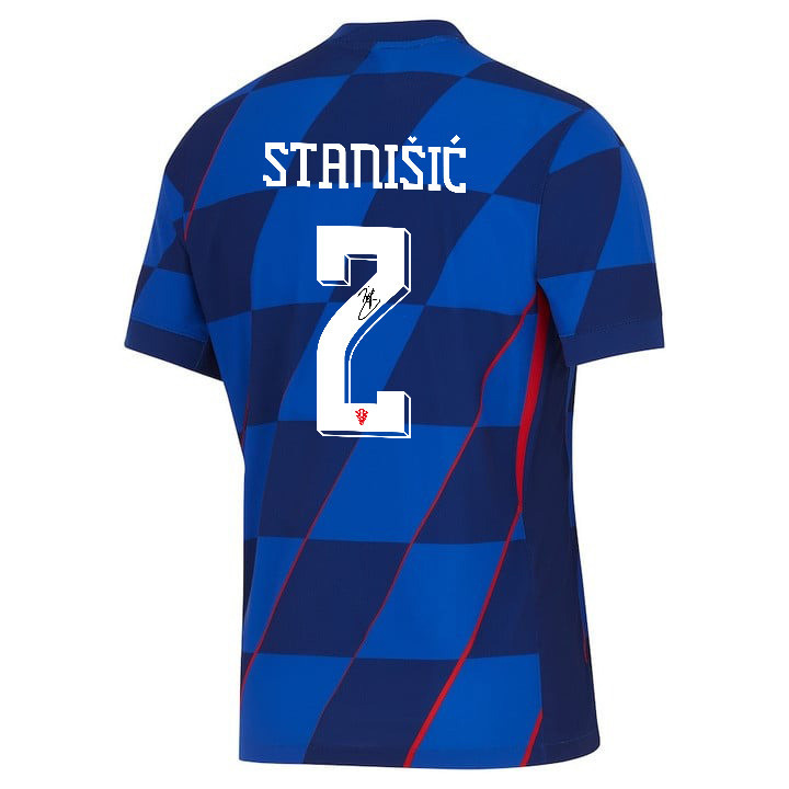 Josip Stanišić 2 Signed Croatia National Team 2024 Away Men Jersey Autographed - Navy