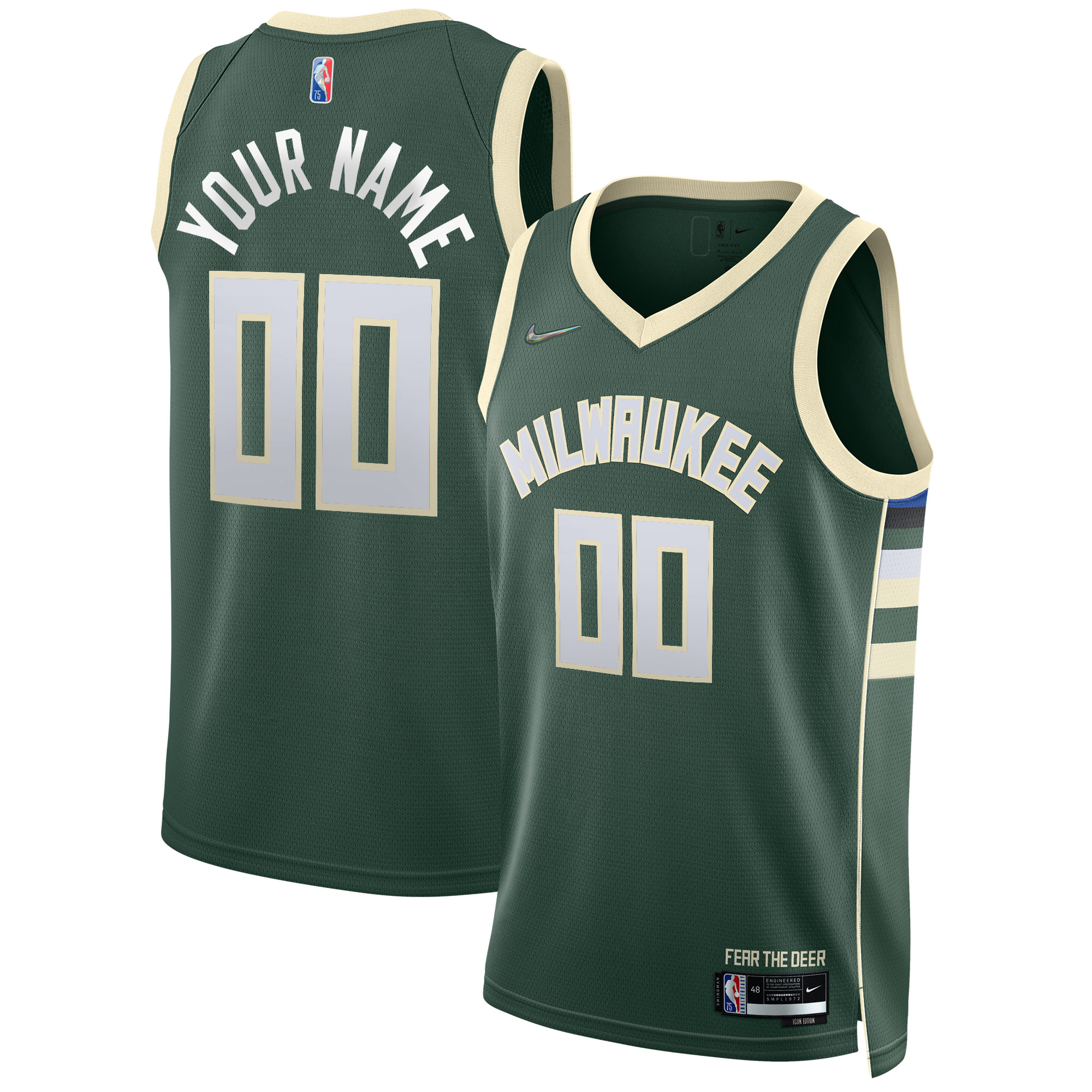 Milwaukee Bucks  2021\/22 Diamond Swingman Custom Jersey - Icon Edition - Hunter Green