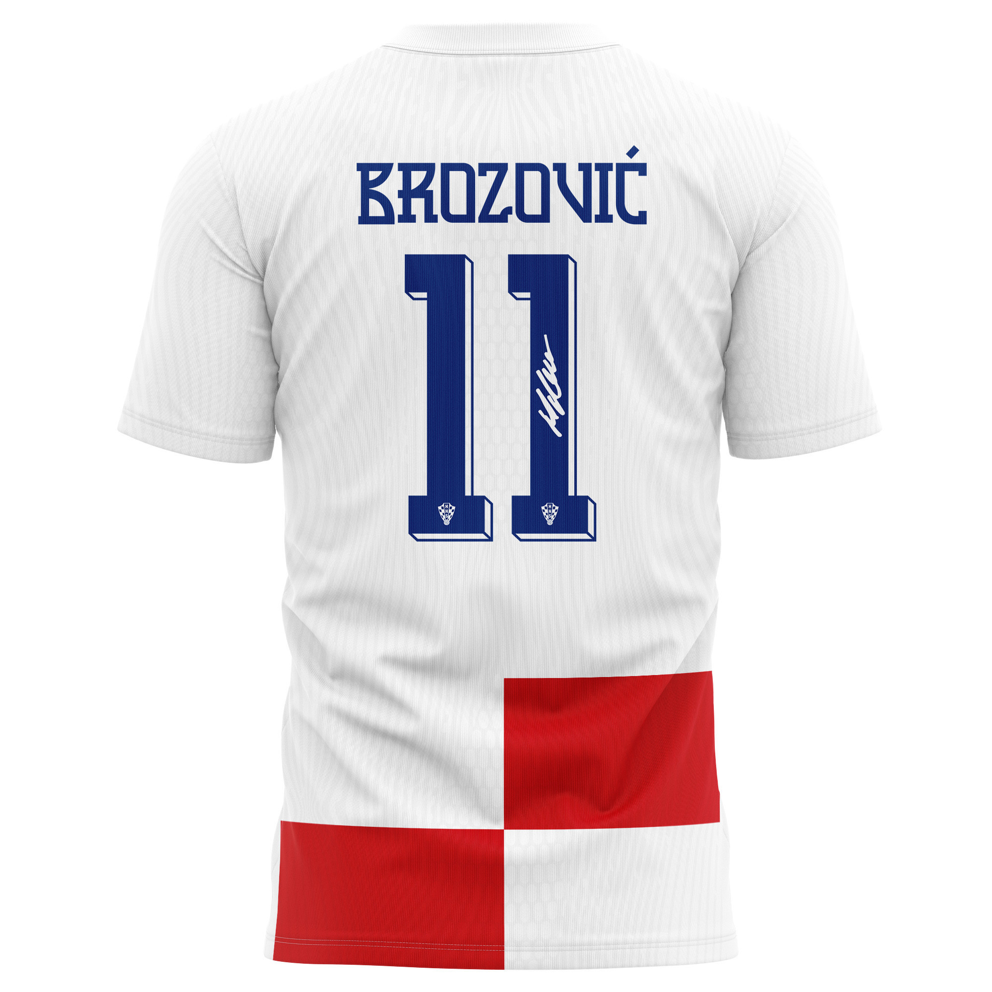 Marcelo Brozović 11 Signed Croatia National Team 2024/25 Home Kits AOP T-shirt Autographed - White