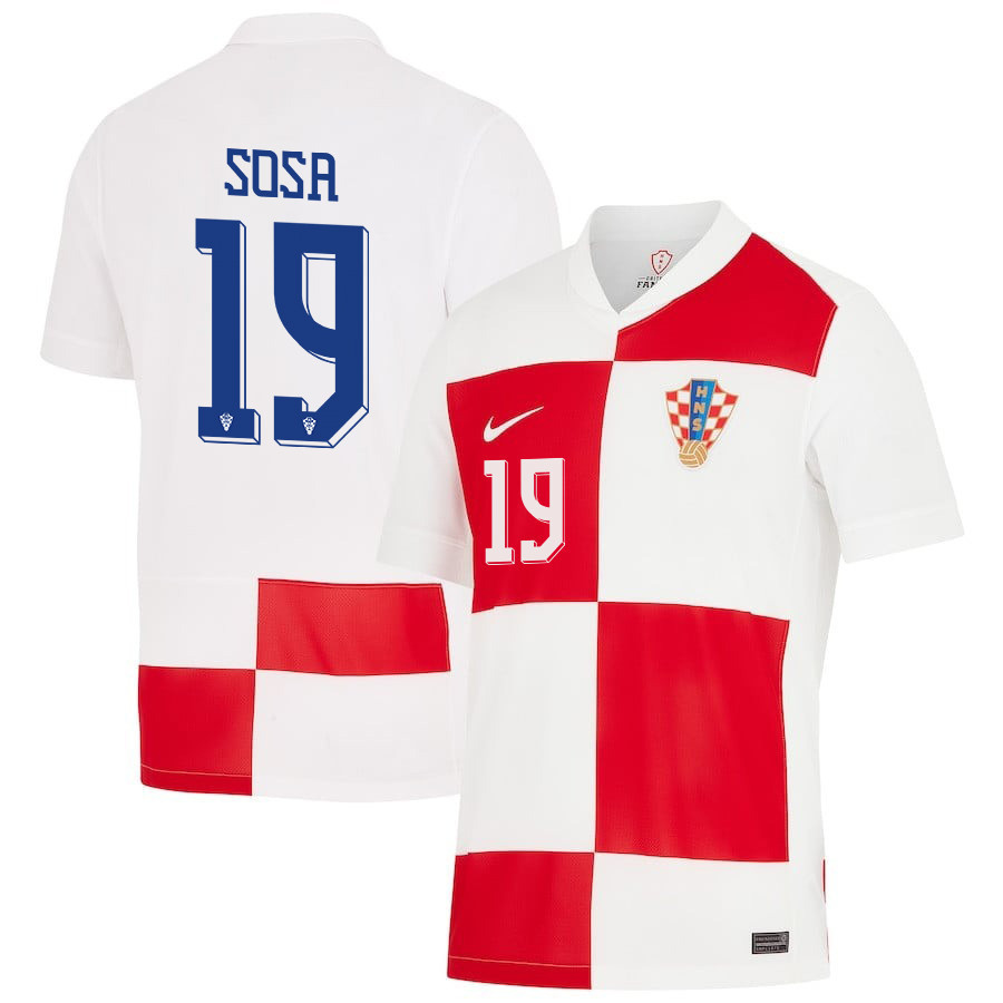 Borna Sosa 19 Croatia National Team 2024 Home Men Jersey - White