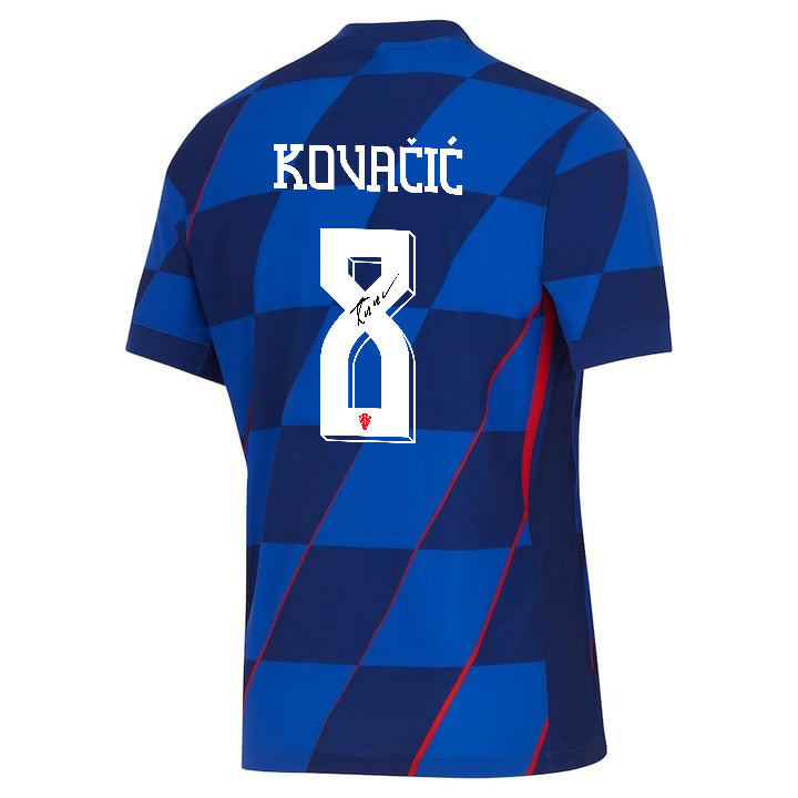 Mateo Kovačić 8 Signed Croatia National Team 2024 Away Men Jersey Autographed - Navy