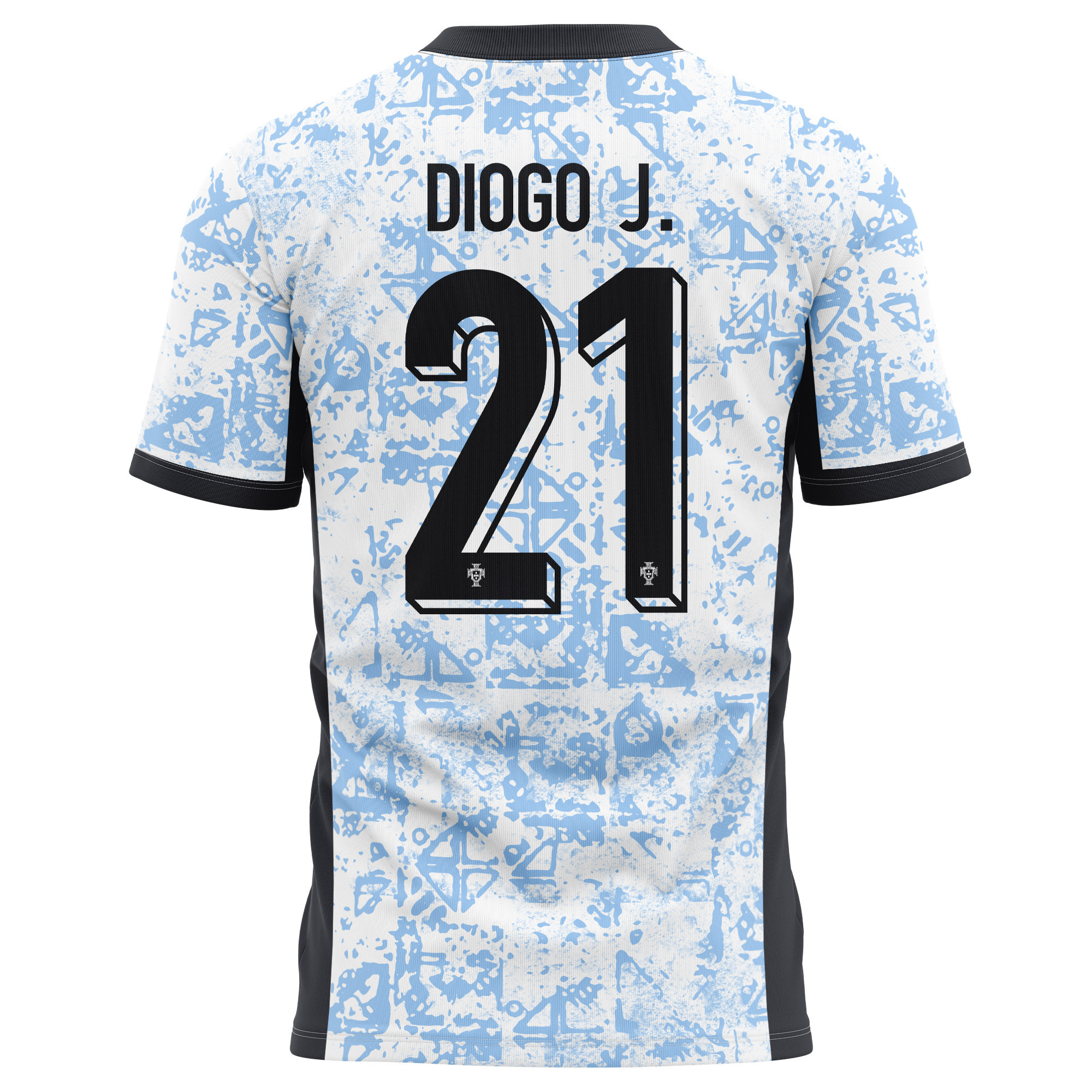 Diogo Jota 21 Portugal National Team 2024/25 Away Kits AOP T-shirt - Cream/Blue