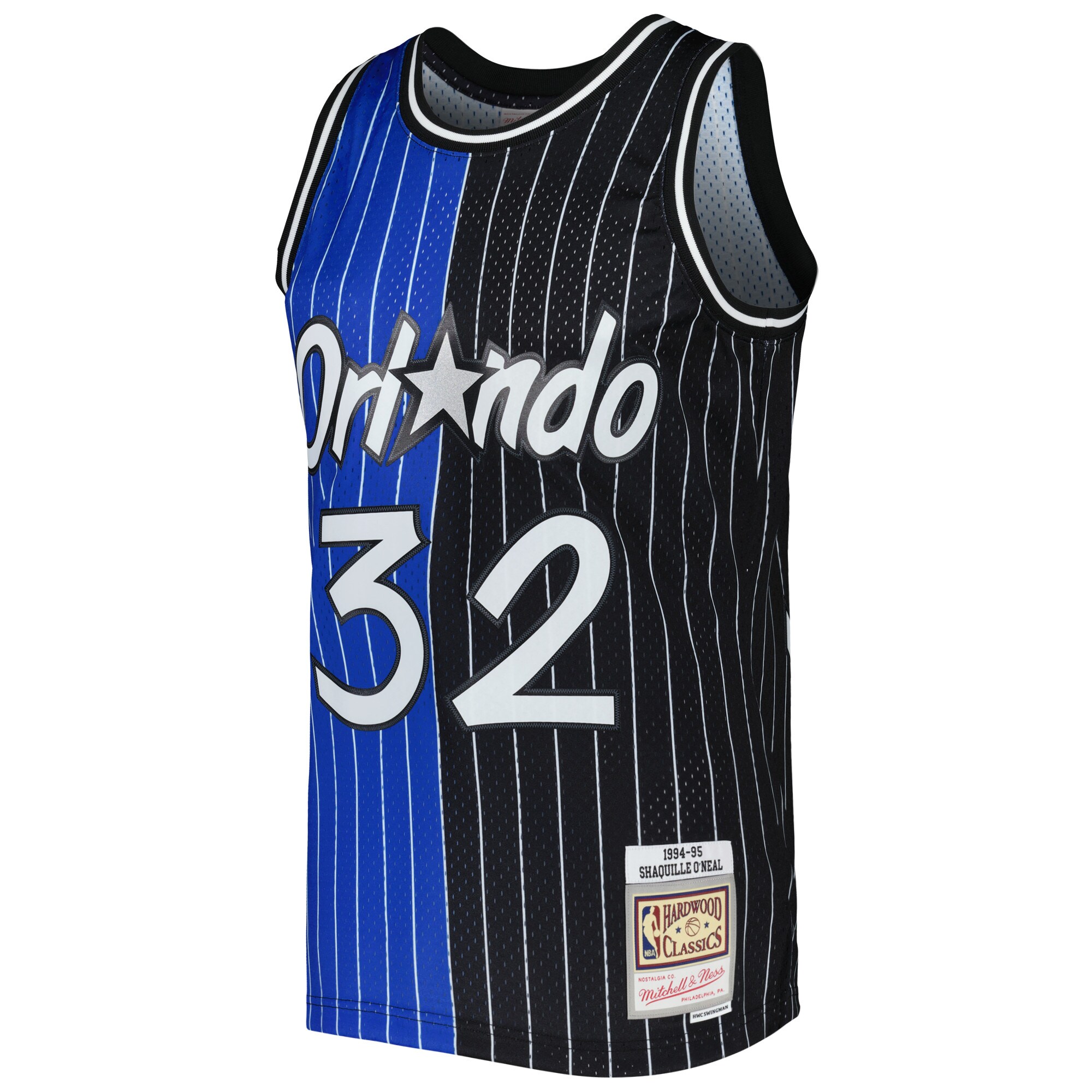 Shaquille O'Neal Orlando Magic Mitchell & Ness Hardwood Classics 1994\/95 Split Swingman Jersey - Blue\/Black