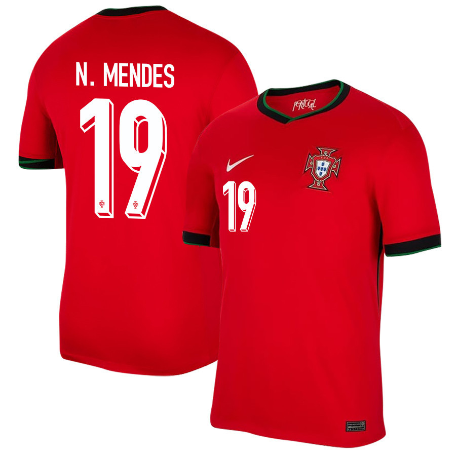 Nuno Mendes 19 Portugal National Team 2024/25 Home Men Jersey - Red