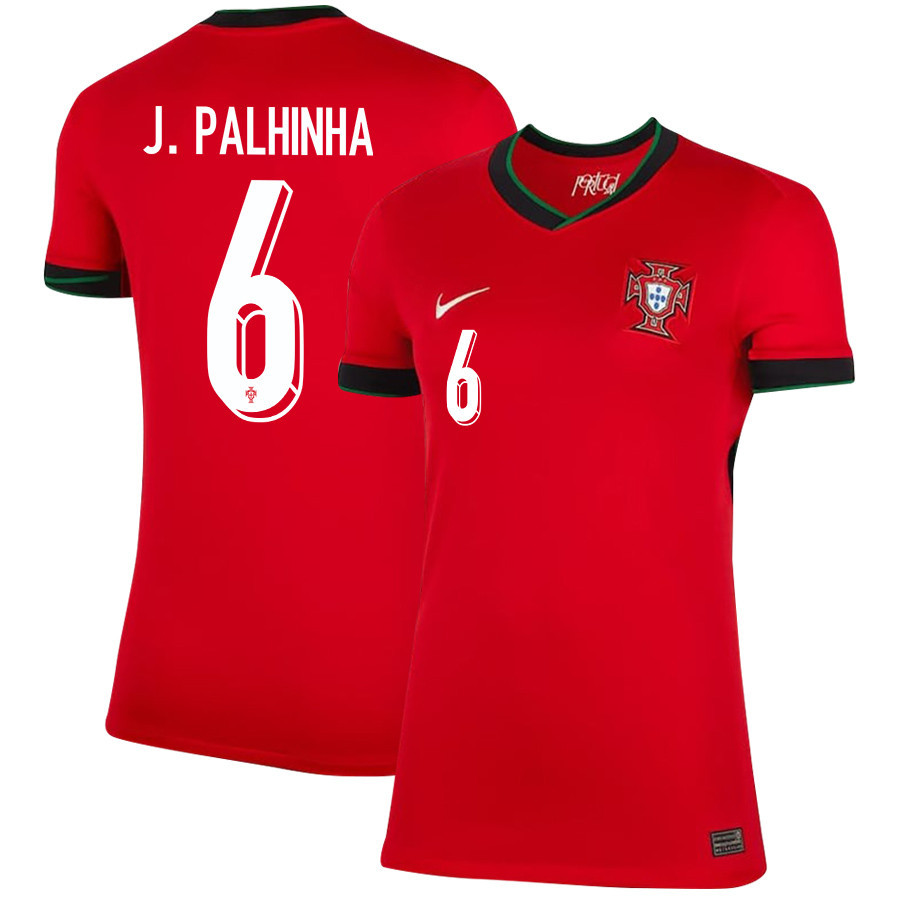 João Palhinha 6 Portugal National Team 2024/25 Home WOMEN Jersey - Red