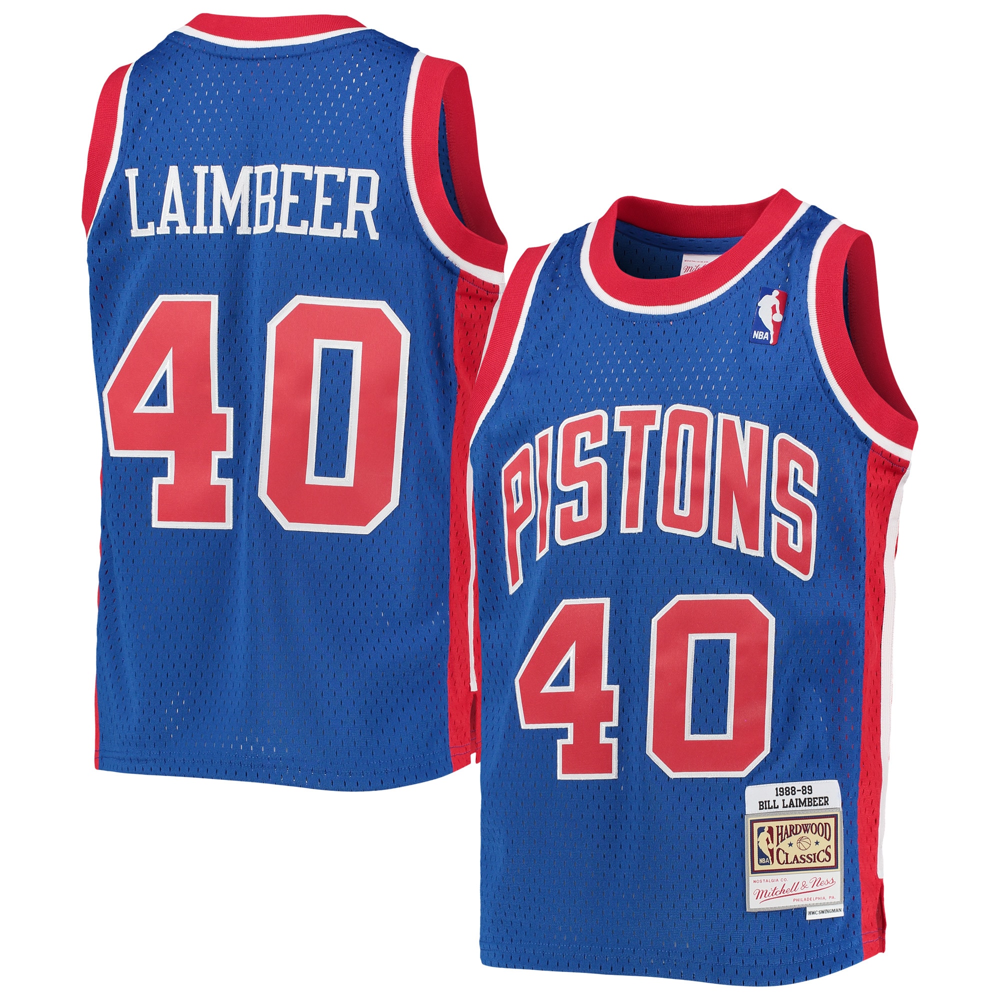 Bill Laimbeer Detroit Pistons Mitchell & Ness Youth 1988\/89 Hardwood Classics Swingman Jersey - Blue