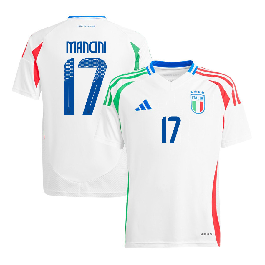 Gianluca Mancini 17 Italy National Team 2024/25 Away YOUTH Jersey - White