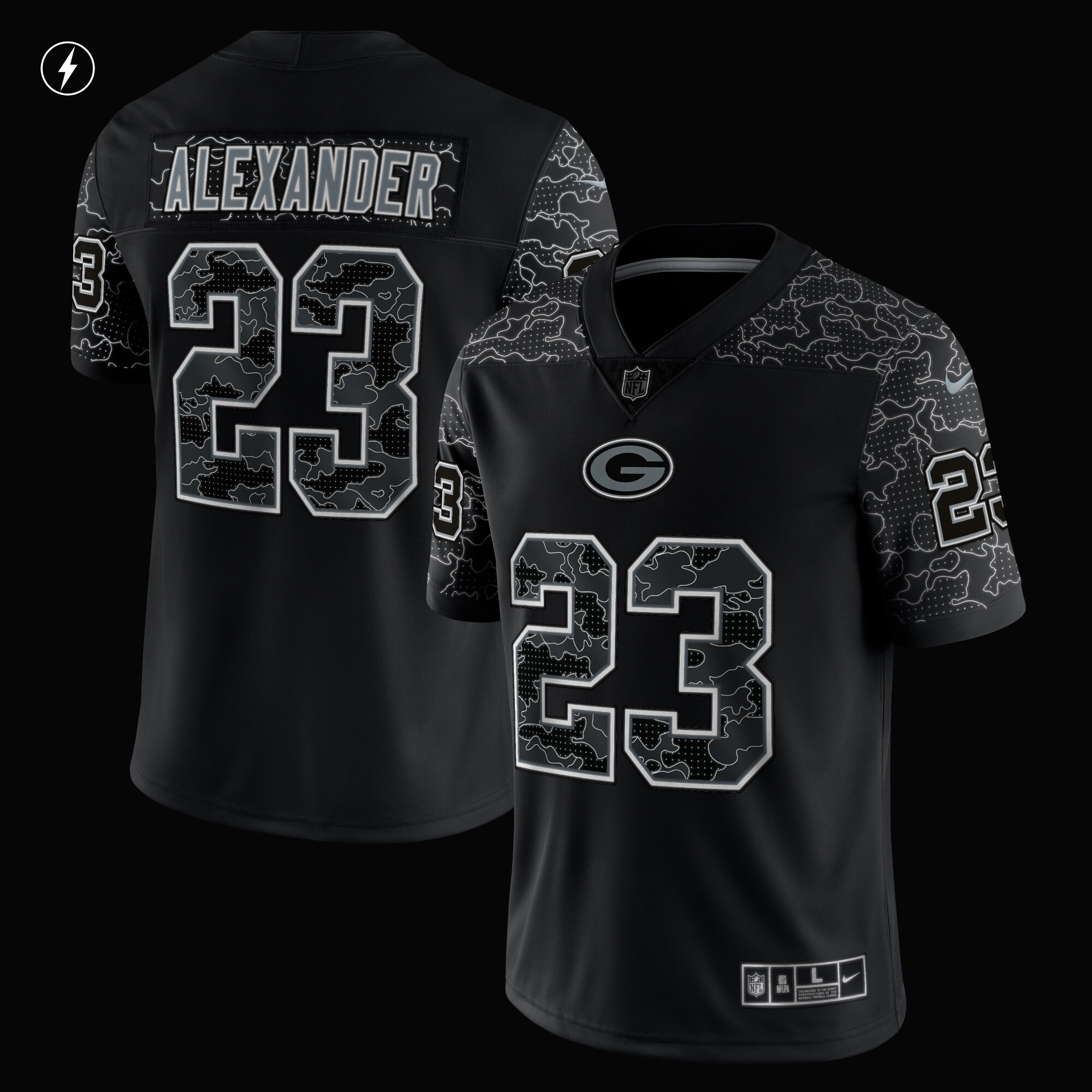Jaire Alexander Green Bay Packers  RFLCTV Limited Jersey - Black
