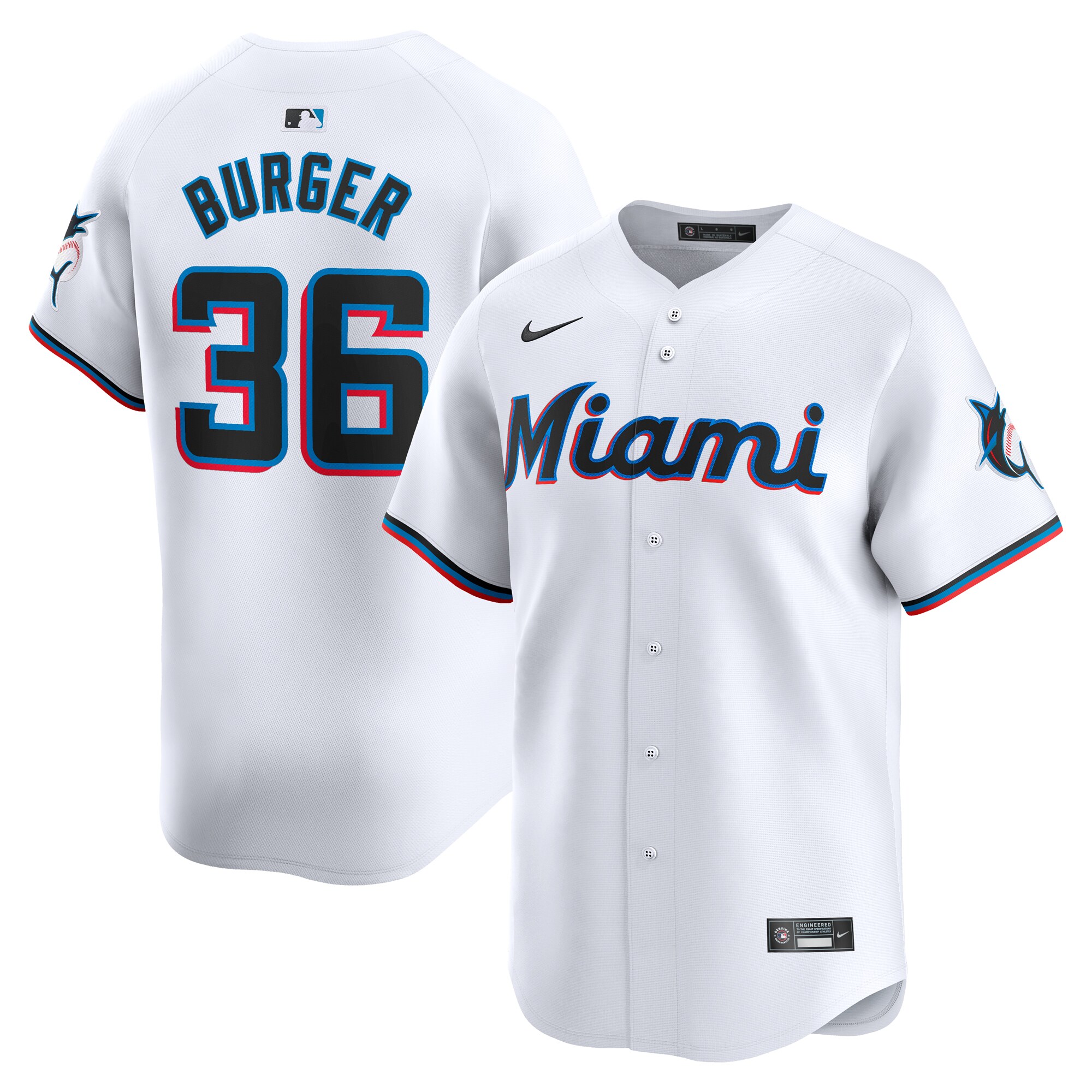 Jake Burger Miami Marlins  Home Limited Player Jersey - White