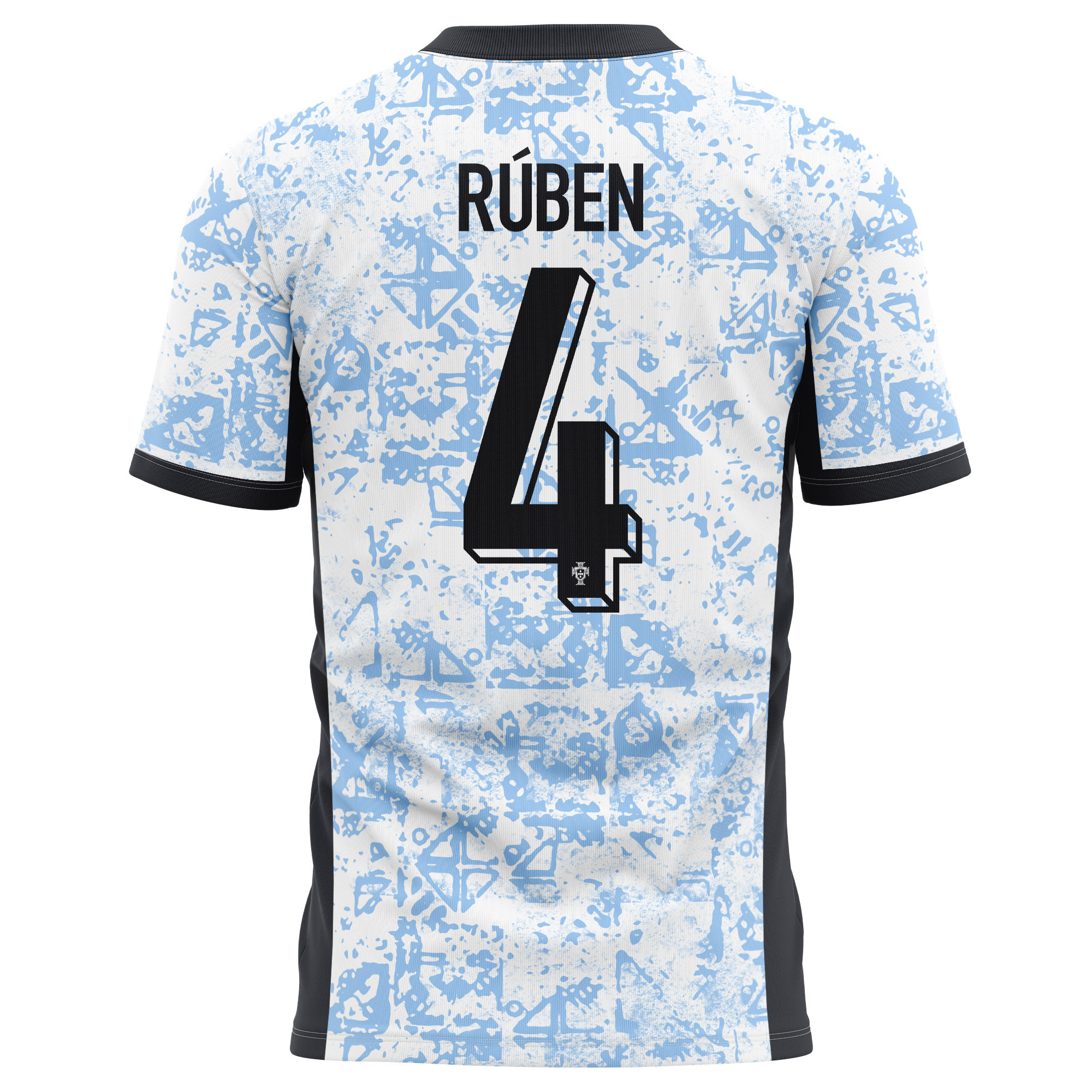 Rúben Dias 4 Portugal National Team 2024/25 Away Kits AOP T-shirt - Cream/Blue