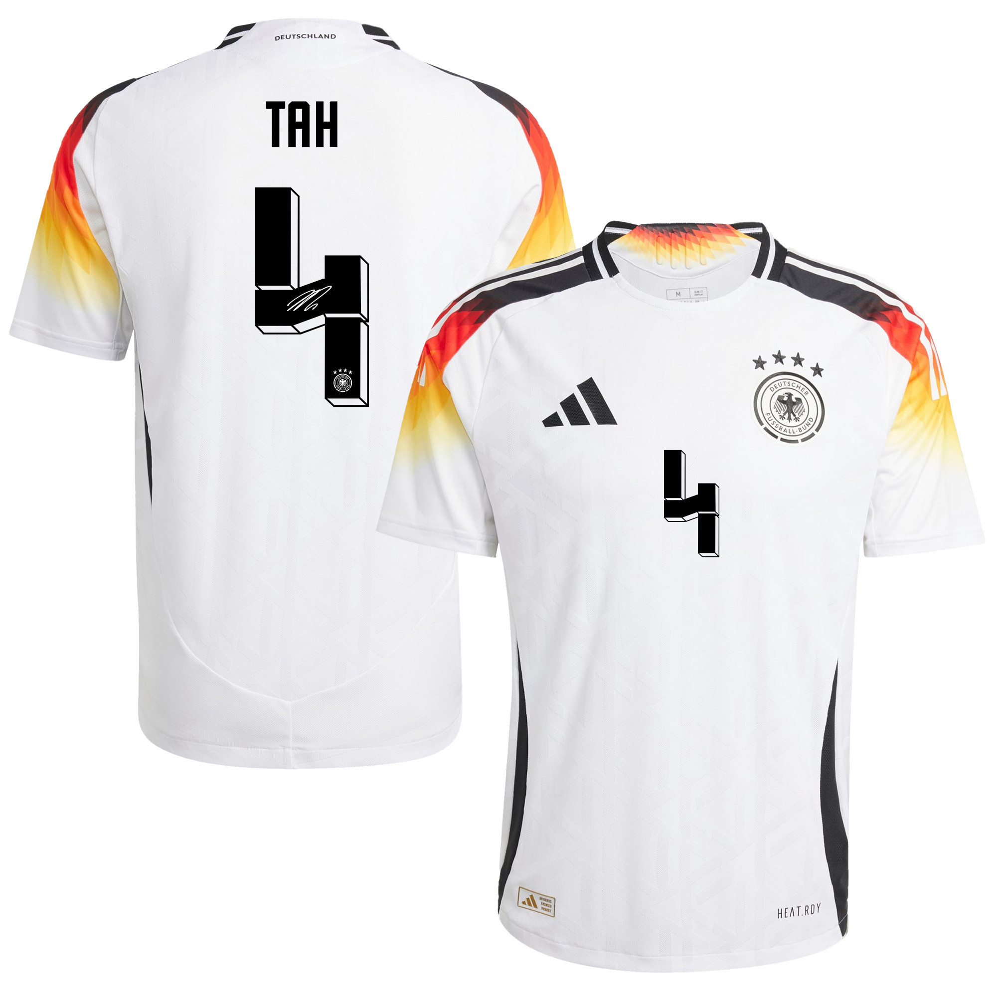 Jonathan Tah 4 Signed Germany National Team 2024/25 Home Jersey Autographed - Men