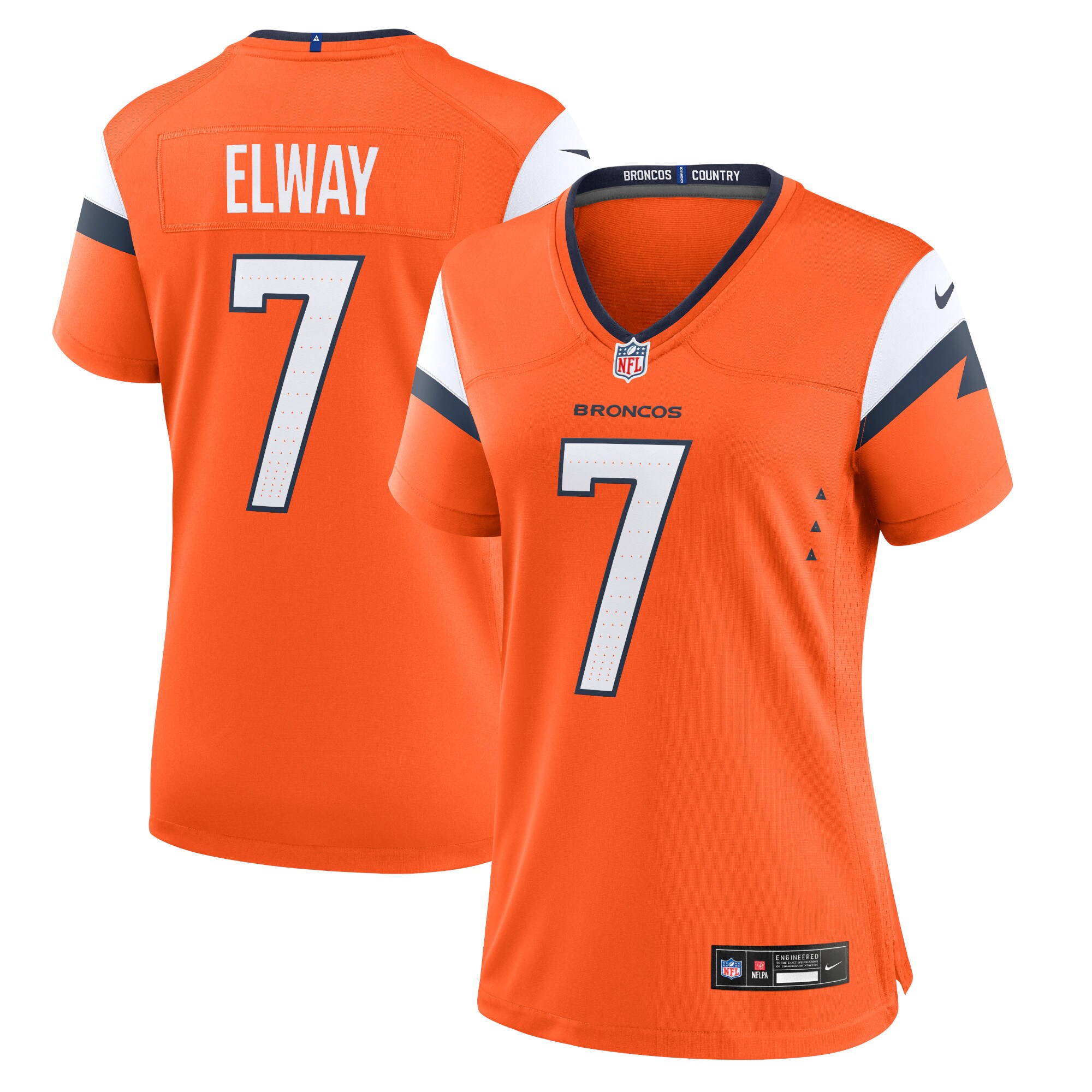 John Elway Denver Broncos  Women's Retired Player Game Jersey - Orange