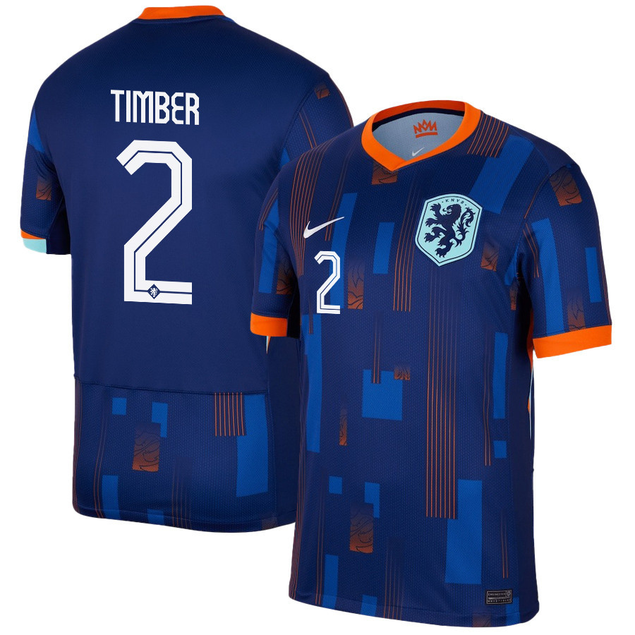 Jurriën Timber 2 Netherlands National Team 2024/25 Away Men Jersey - Navy