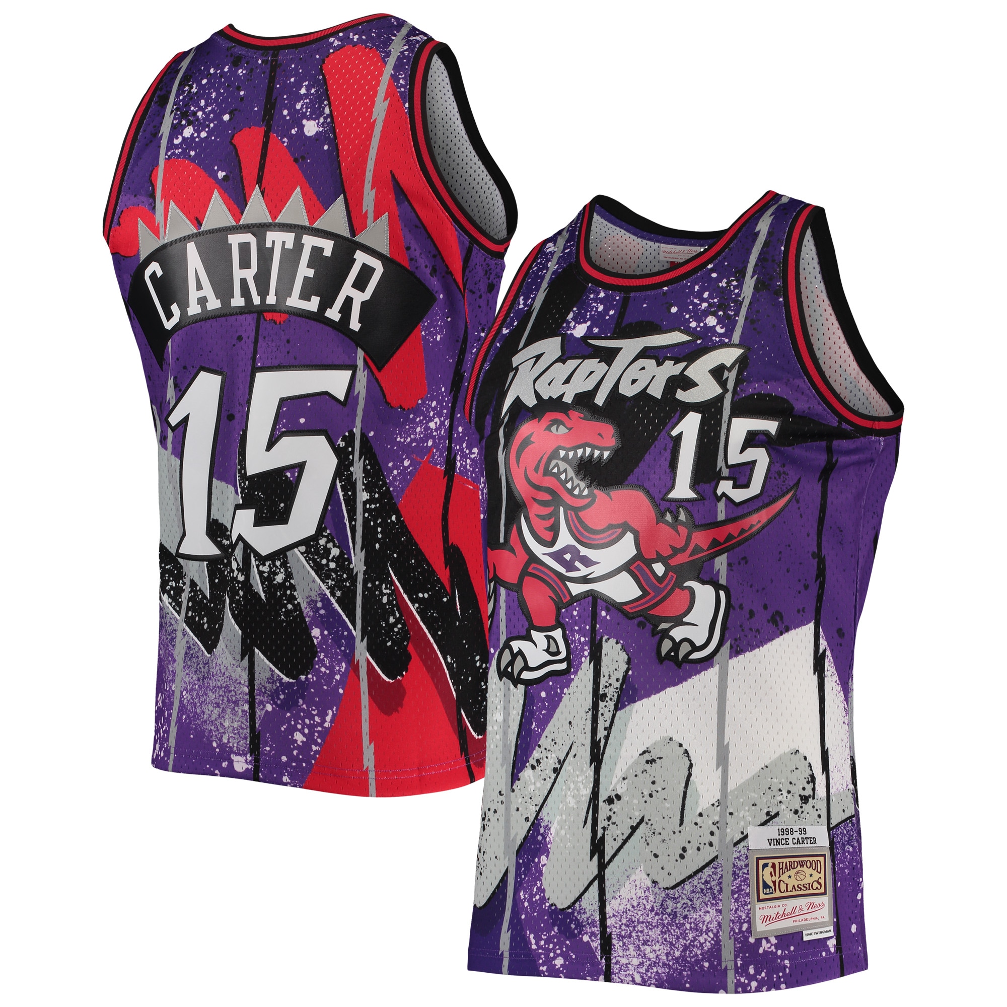 Vince Carter Toronto Raptors Mitchell & Ness Hardwood Classics 1998\/99 Hyper Hoops Swingman Jersey - Purple
