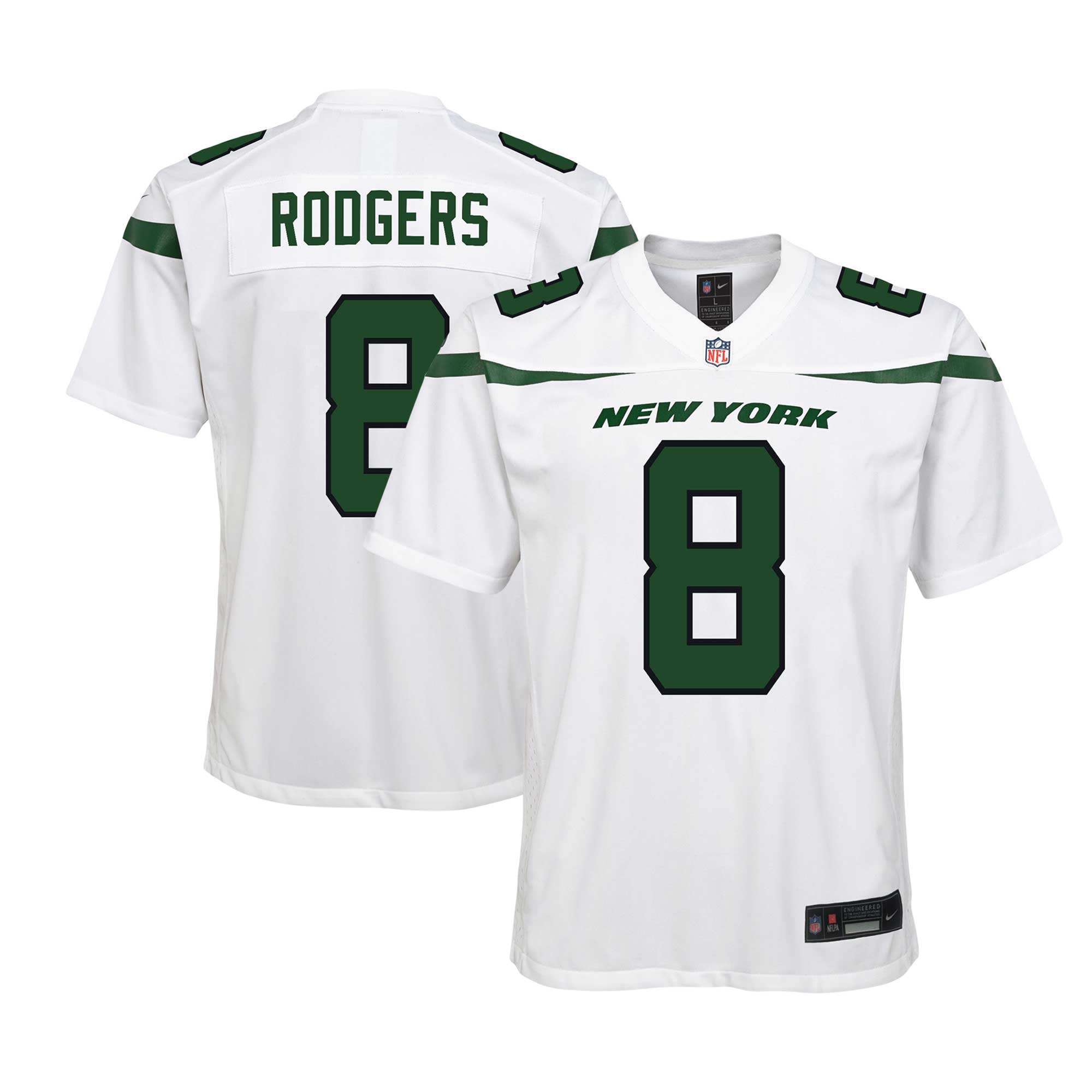 Aaron Rodgers New York Jets  Youth Game Jersey - White