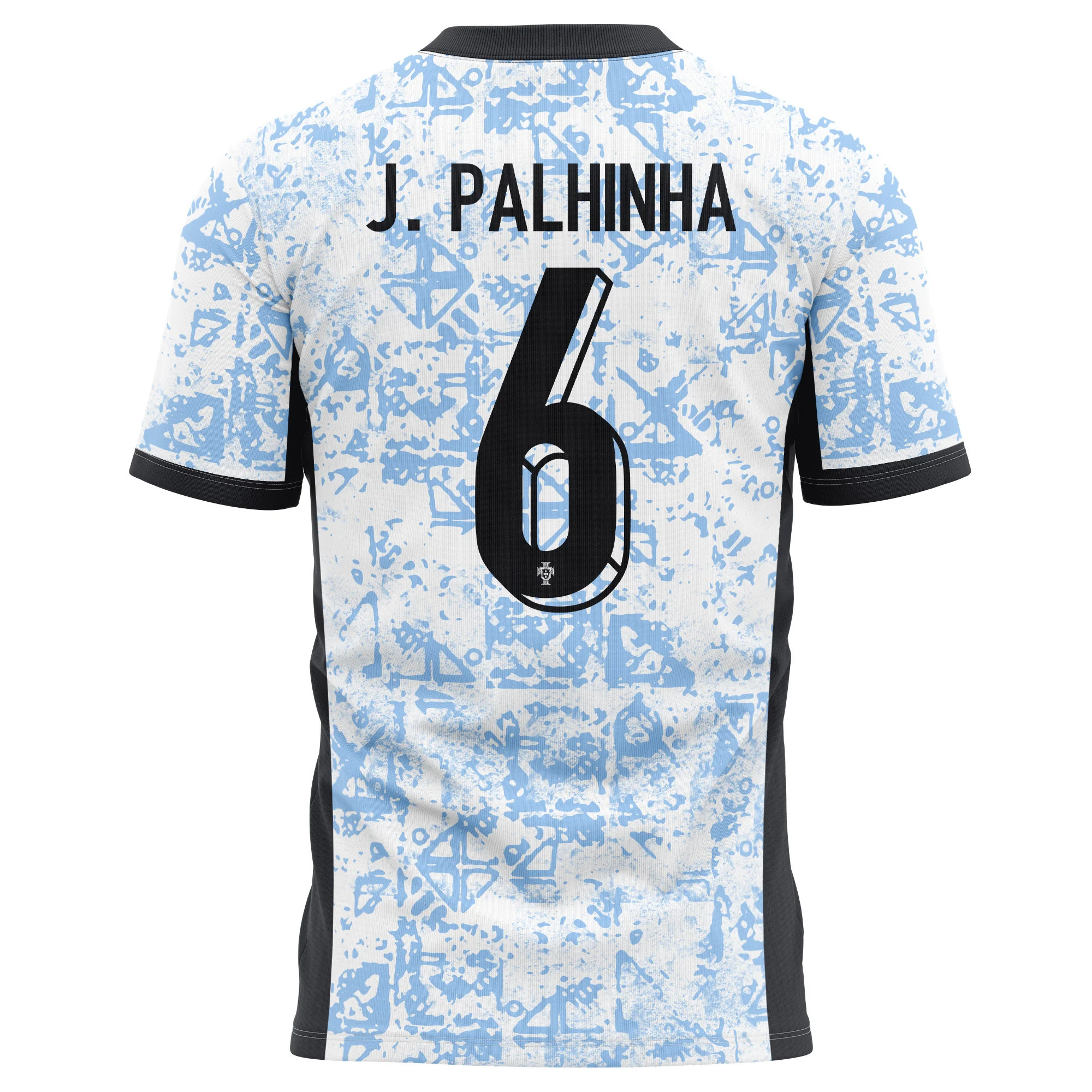 João Palhinha 6 Portugal National Team 2024/25 Away Kits AOP T-shirt - Cream/Blue