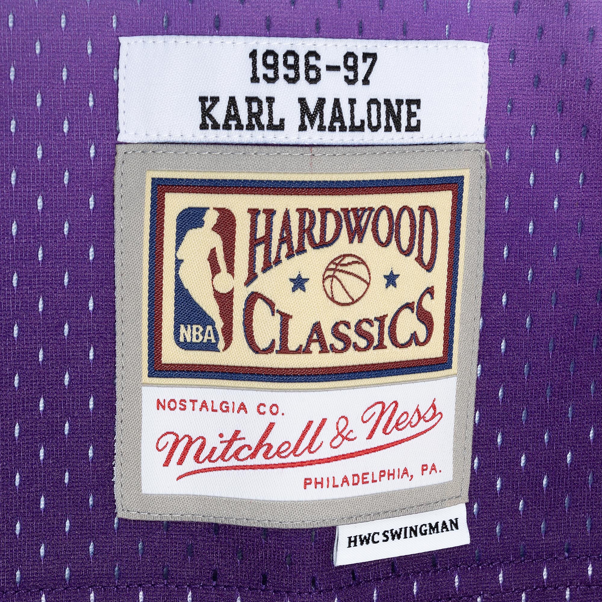Karl Malone Utah Jazz Mitchell & Ness Hardwood Classics 1996\/97 Split Swingman Jersey - Purple\/Turquoise