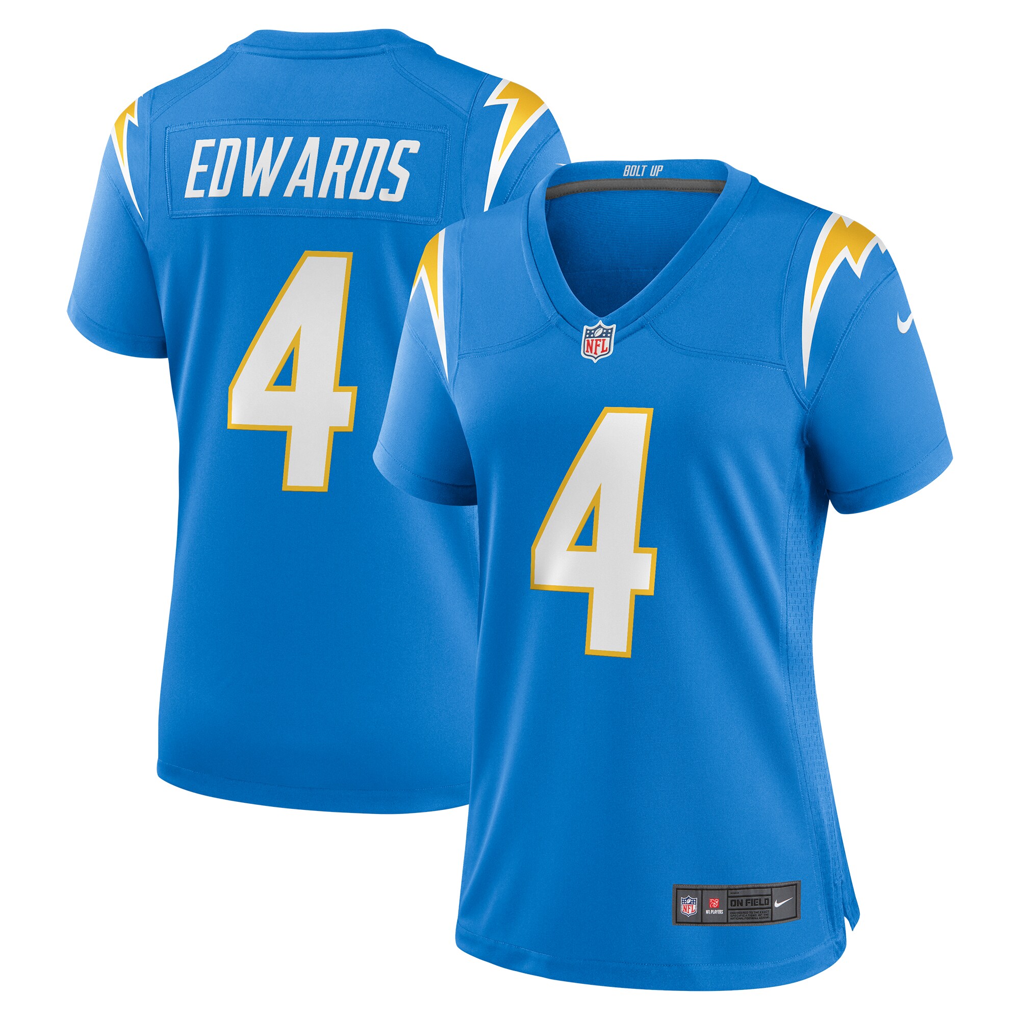 Gus Edwards Los Angeles Chargers  Women's  Game Jersey -  Powder Blue