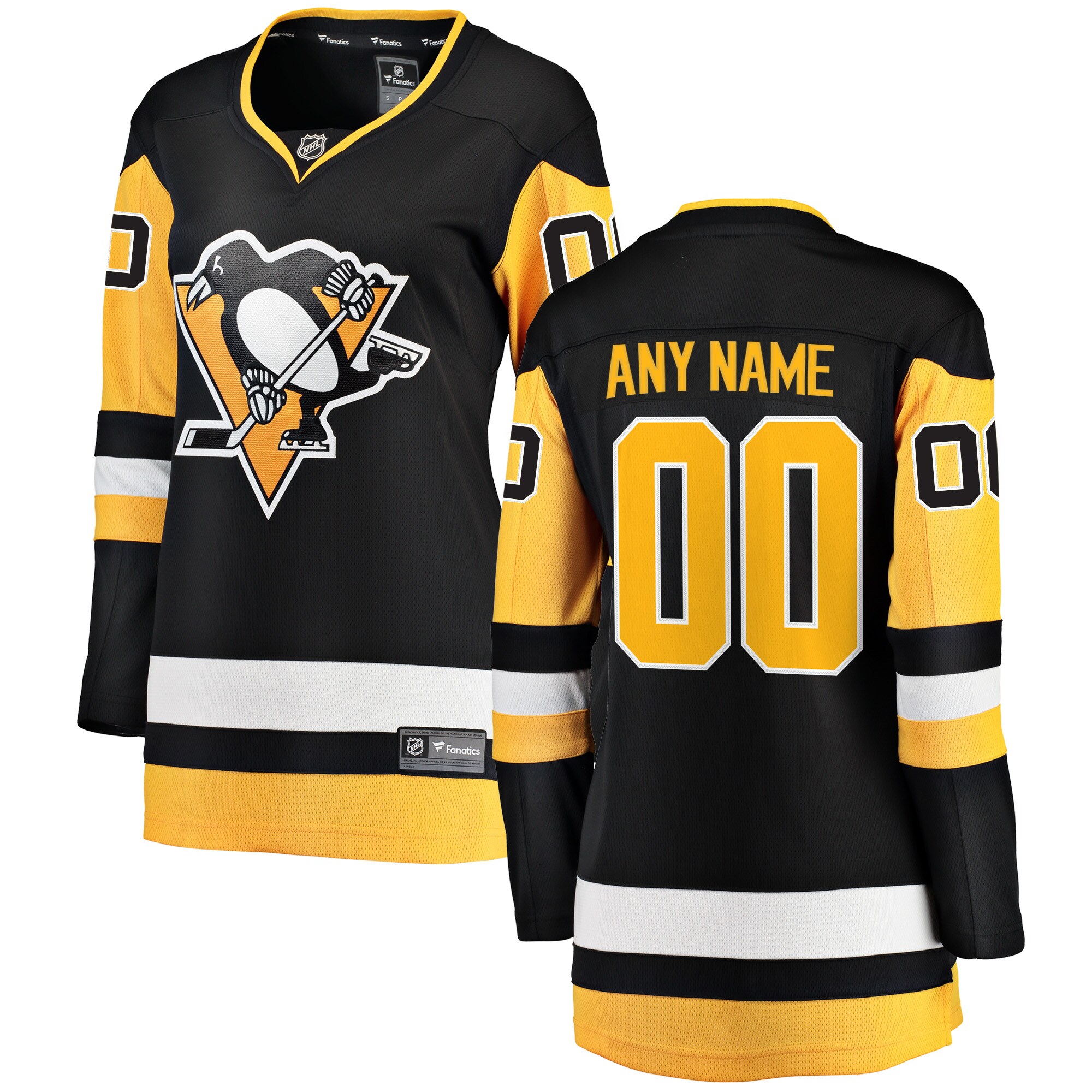 Pittsburgh Penguins Fanatics Women's Home Breakaway Custom Jersey - Black