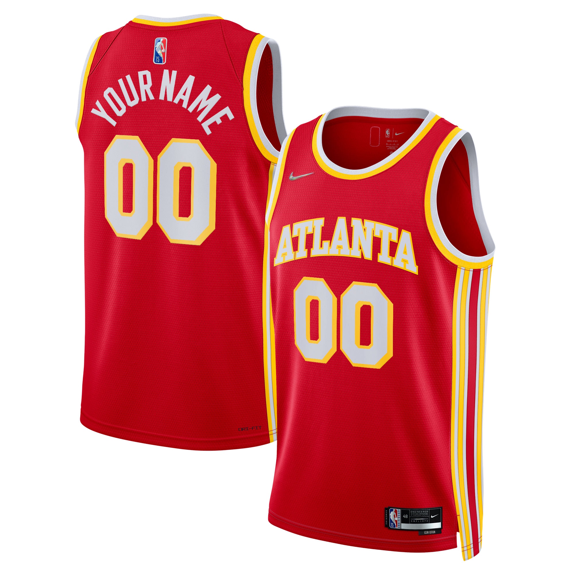Atlanta Hawks  2021\/22 Diamond Swingman Custom Jersey - Icon Edition - Red