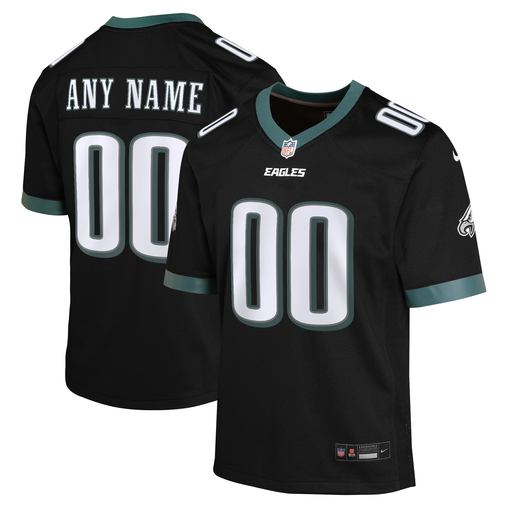 Philadelphia Eagles  Youth Alternate Custom Game Jersey - Black