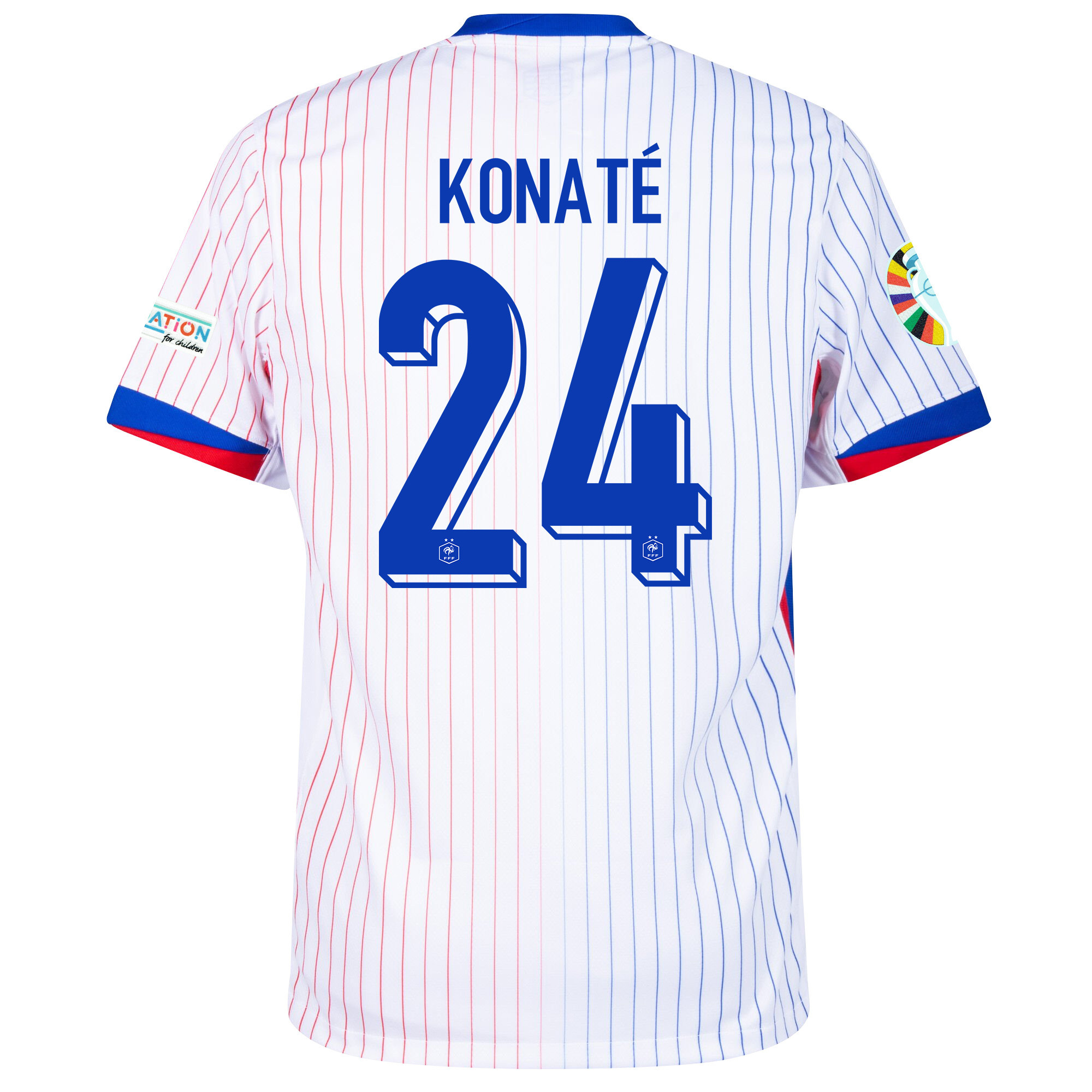 Ibrahima Konaté 24 France National Team 2024/25 Away Jersey - Euro UEFA Patch - Men, White