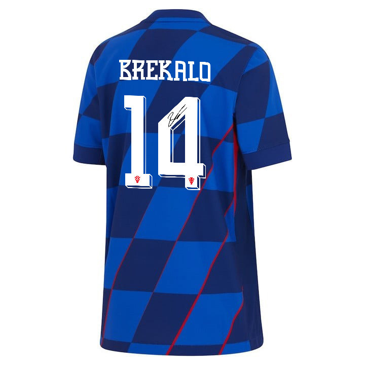 Josip Brekalo 14 Signed Croatia National Team 2024 Away YOUTH Jersey Autographed - Navy