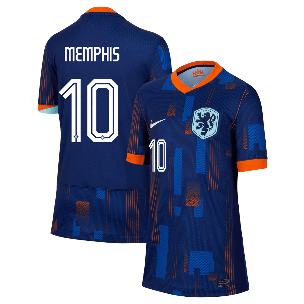 Memphis Depay 10 Netherlands National Team 2024 Away YOUTH Jersey - Blue