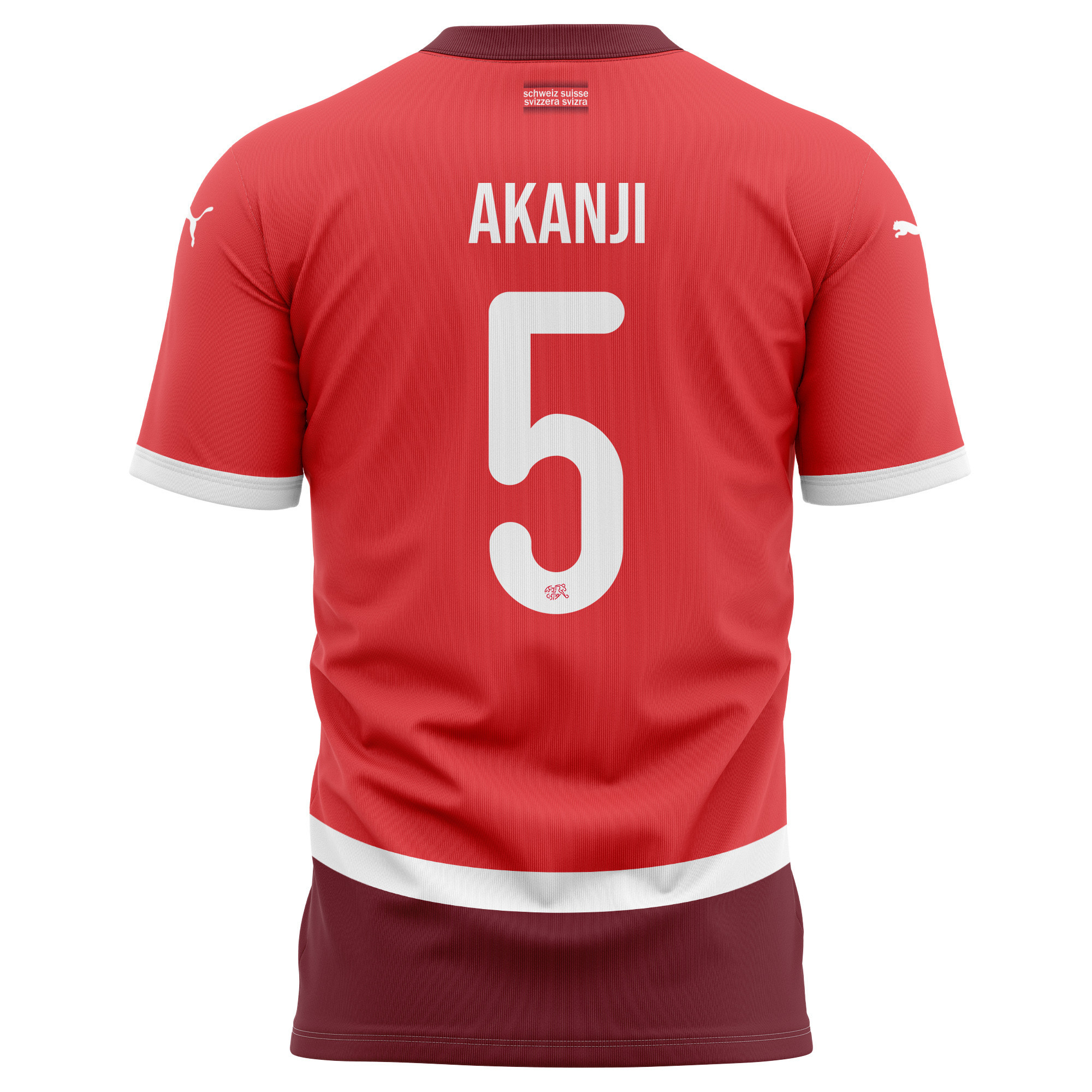 Manuel Akanji 5 Switzerland National Team 2024/25 Home Kits AOP T-shirt - Red