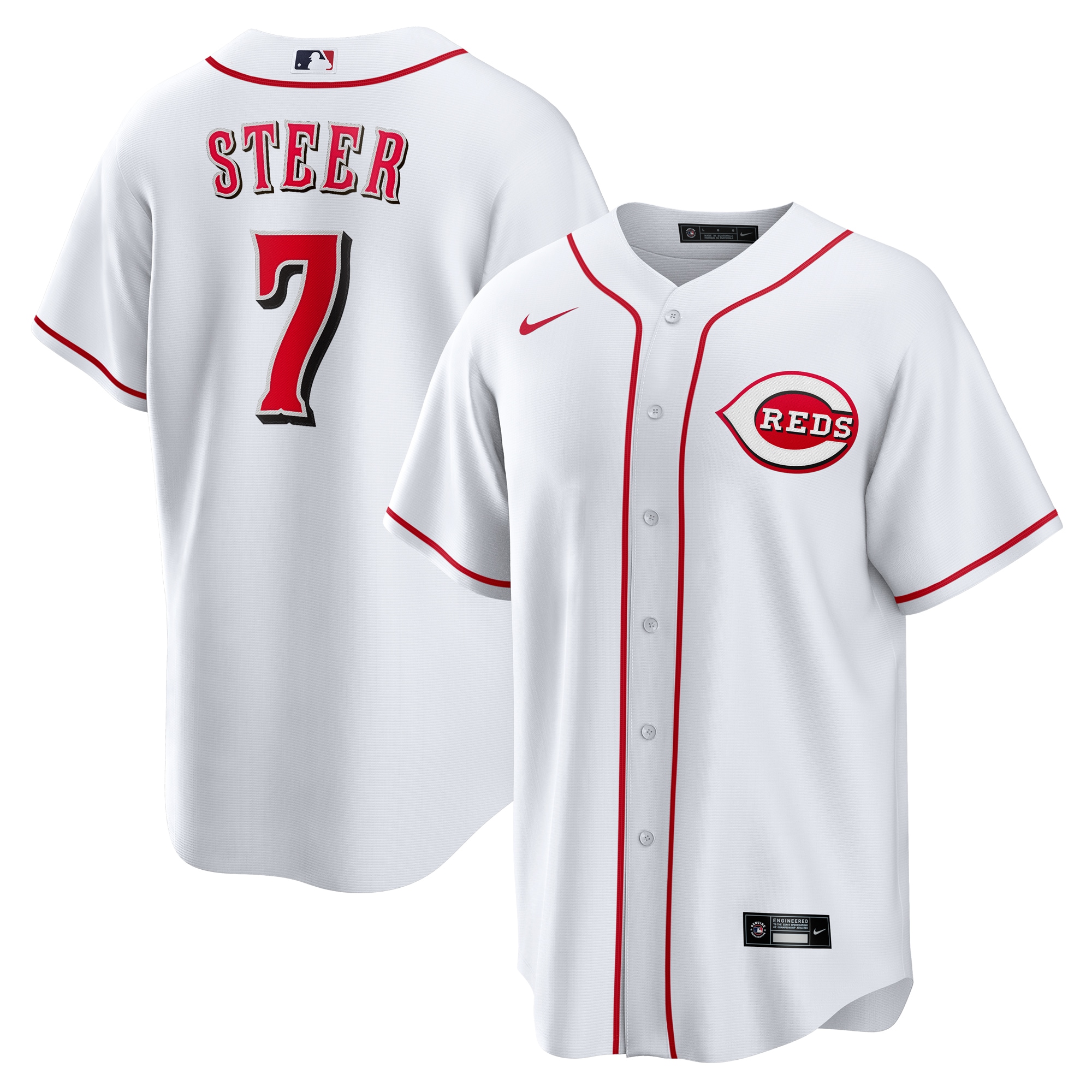 Spencer Steer Cincinnati Reds  Home Replica Jersey - White