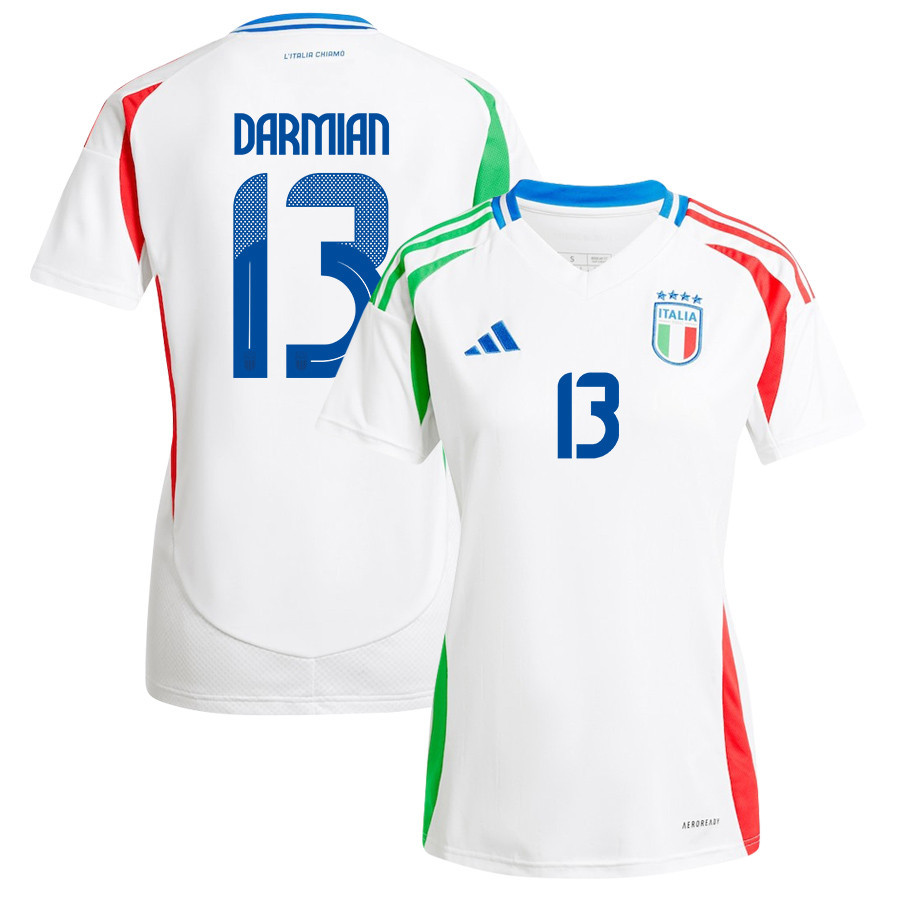 Matteo Darmian 13 Italy National Team 2024/25 Away Women Jersey - White