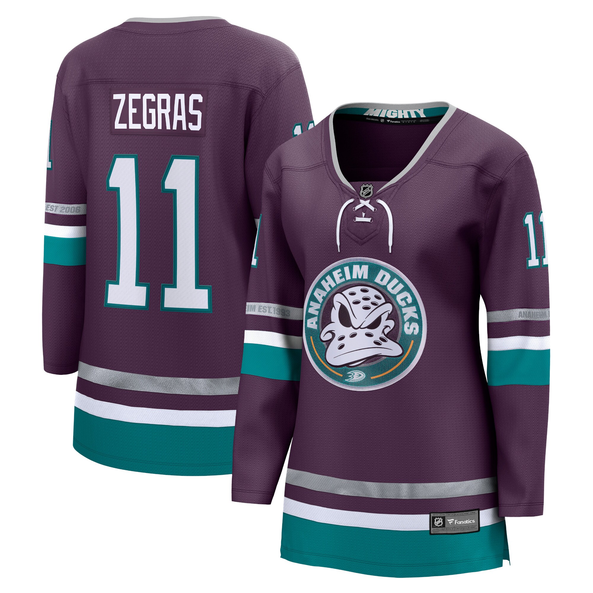 Trevor Zegras Anaheim Ducks Fanatics Women's Alternate Premier Breakaway Player Jersey - Purple