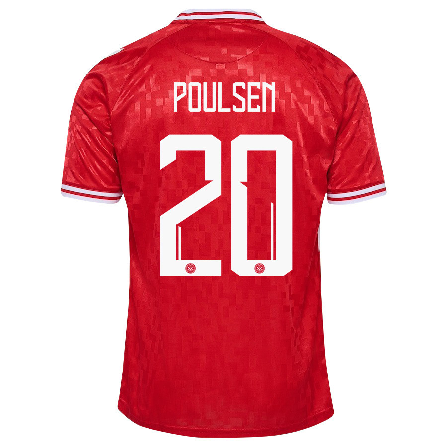 Yussuf Poulsen 20 Denmark National Team 2024/25 Home Men Jersey - Red