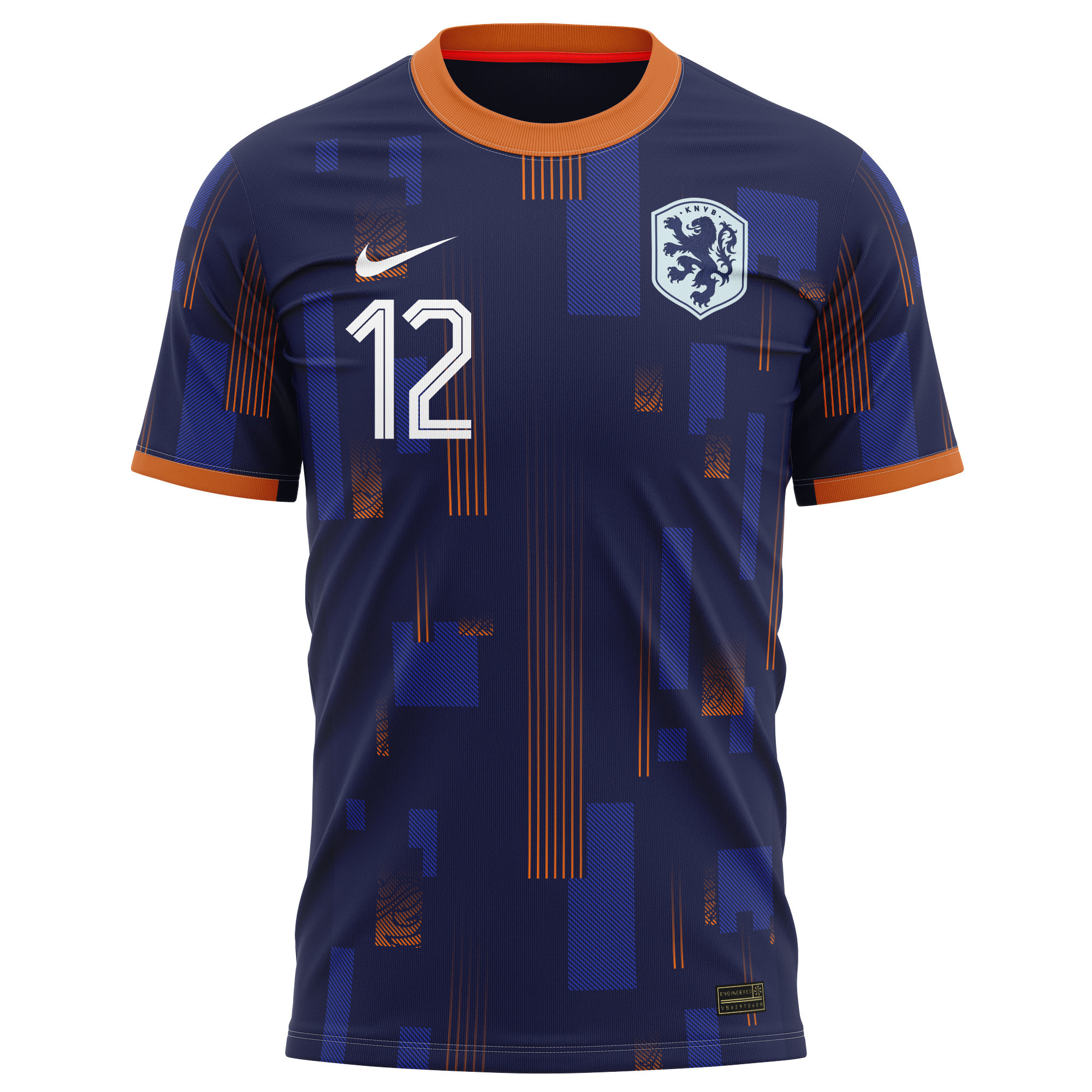 Quilindschy Hartman 12 Netherlands National Team 2024 Away Kits AOP T-shirt - Navy